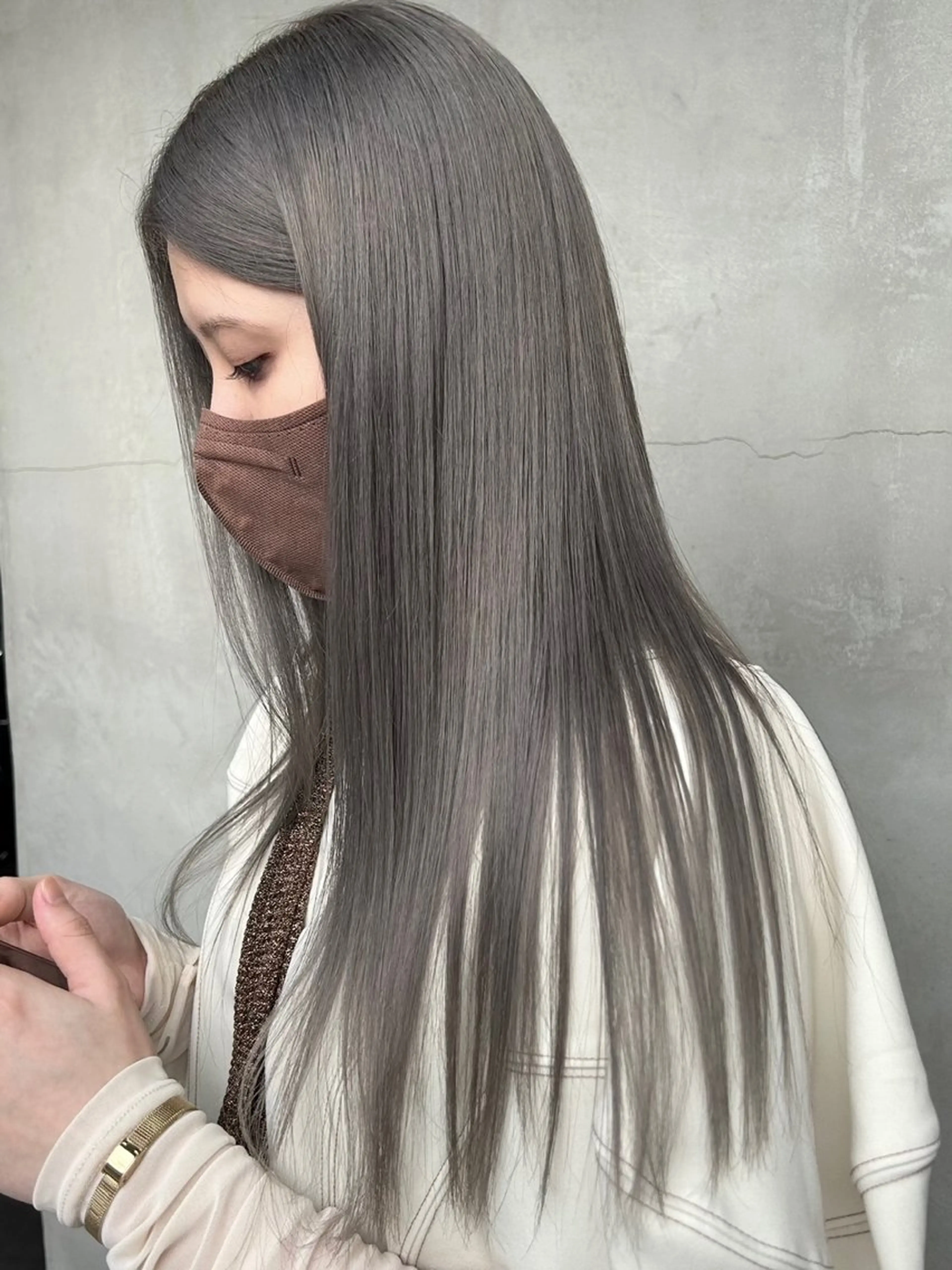 ロング カラー 透明感カラー グレージュ トリートメント ヘアカラー トリートメント 韓国/ハイトーン/ ボブ🎀MIKU🎀のヘアスタイル