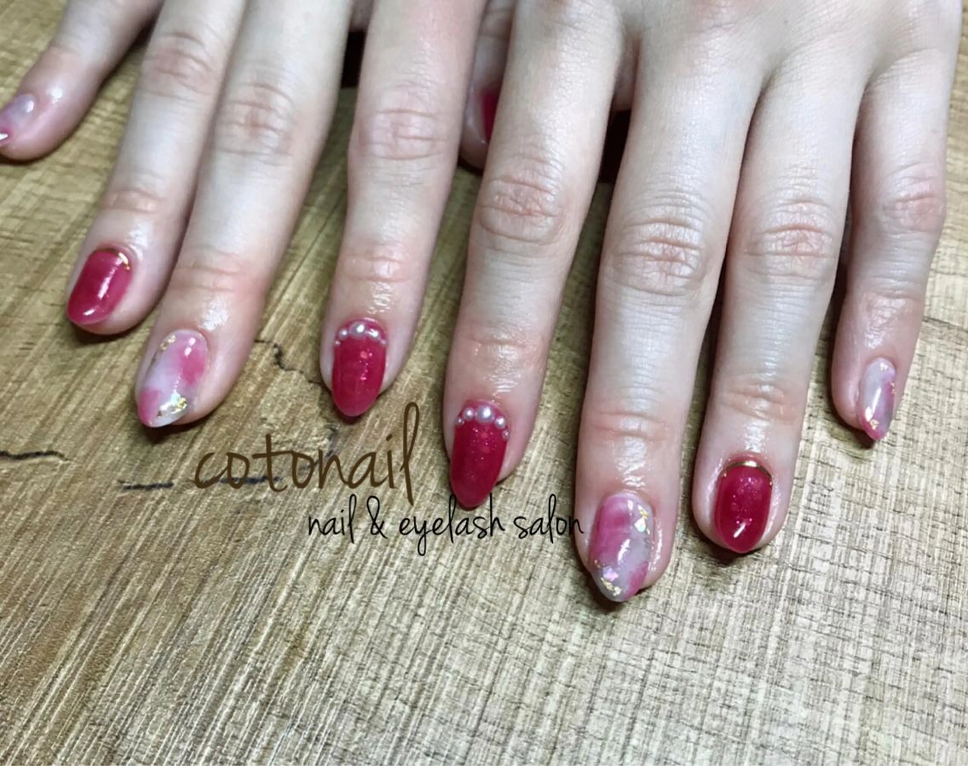 セミロング ネイル アートネイル ハンドネイル ツメトマツゲ .のネイルデザイン