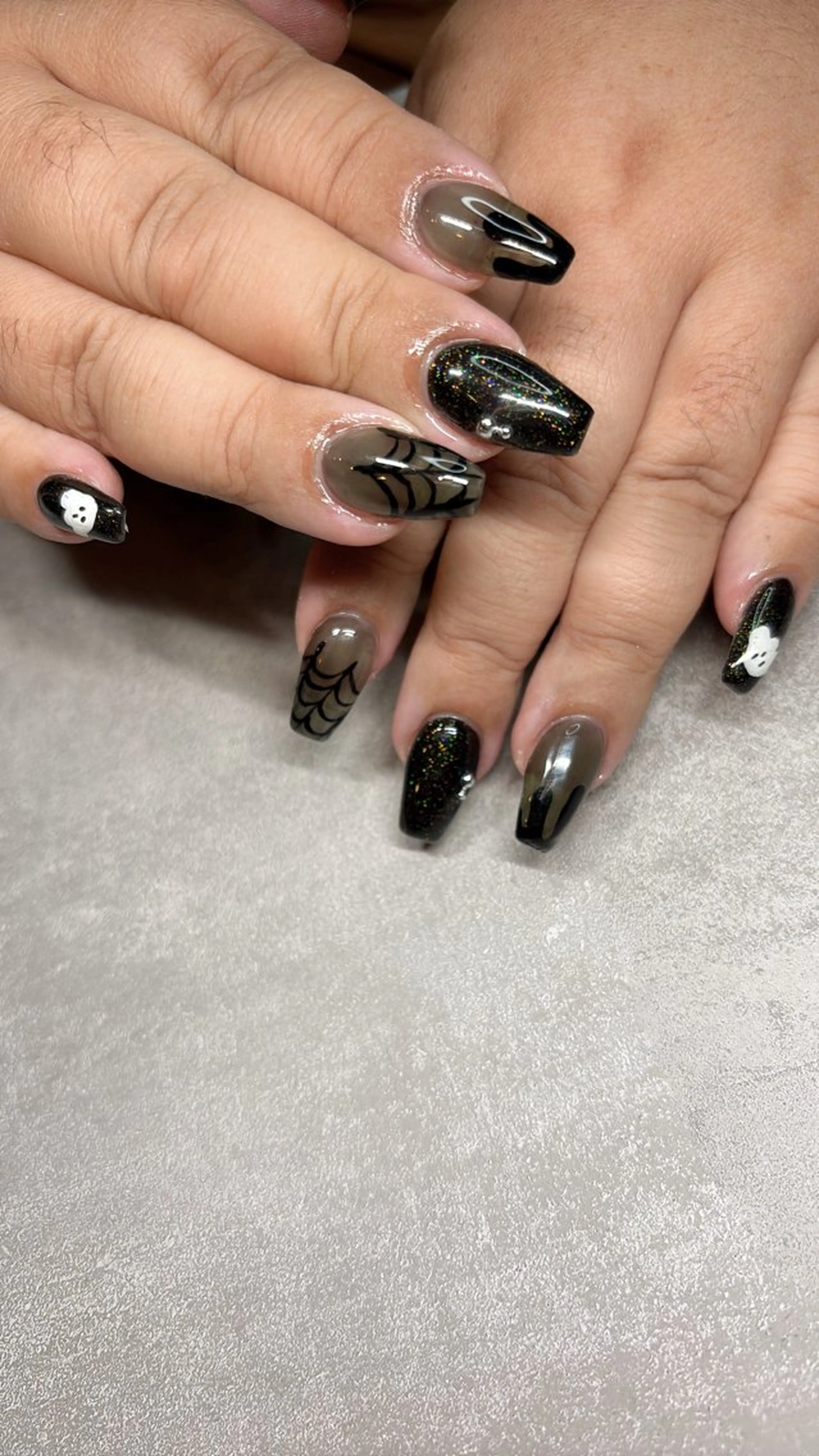 ネイル ハロウィン 韓国ネイル ロングネイル 持ち込み シンプルネイル happiness nailのネイルデザイン