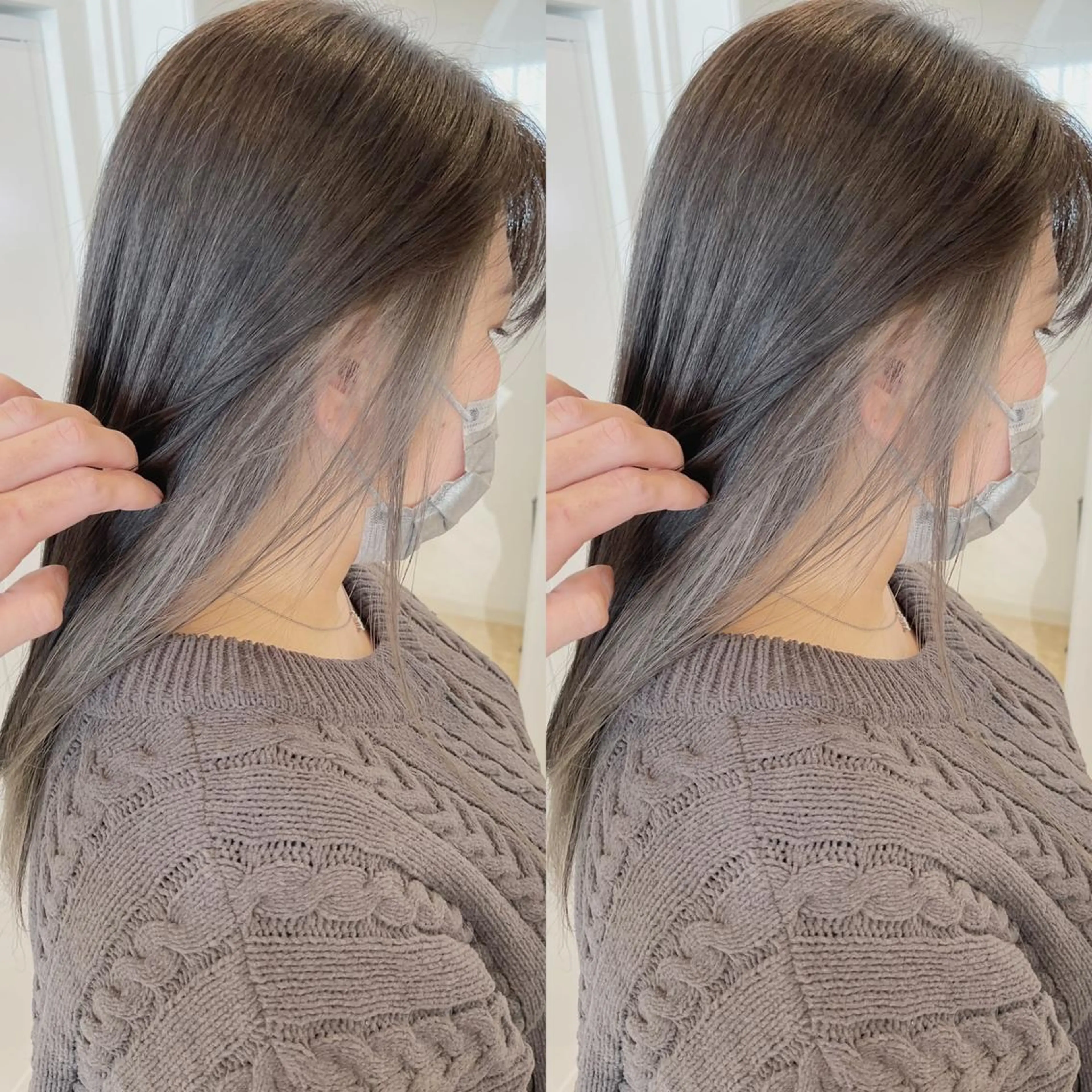 ロング カラー グレージュ 佐々木 裕一のヘアスタイル