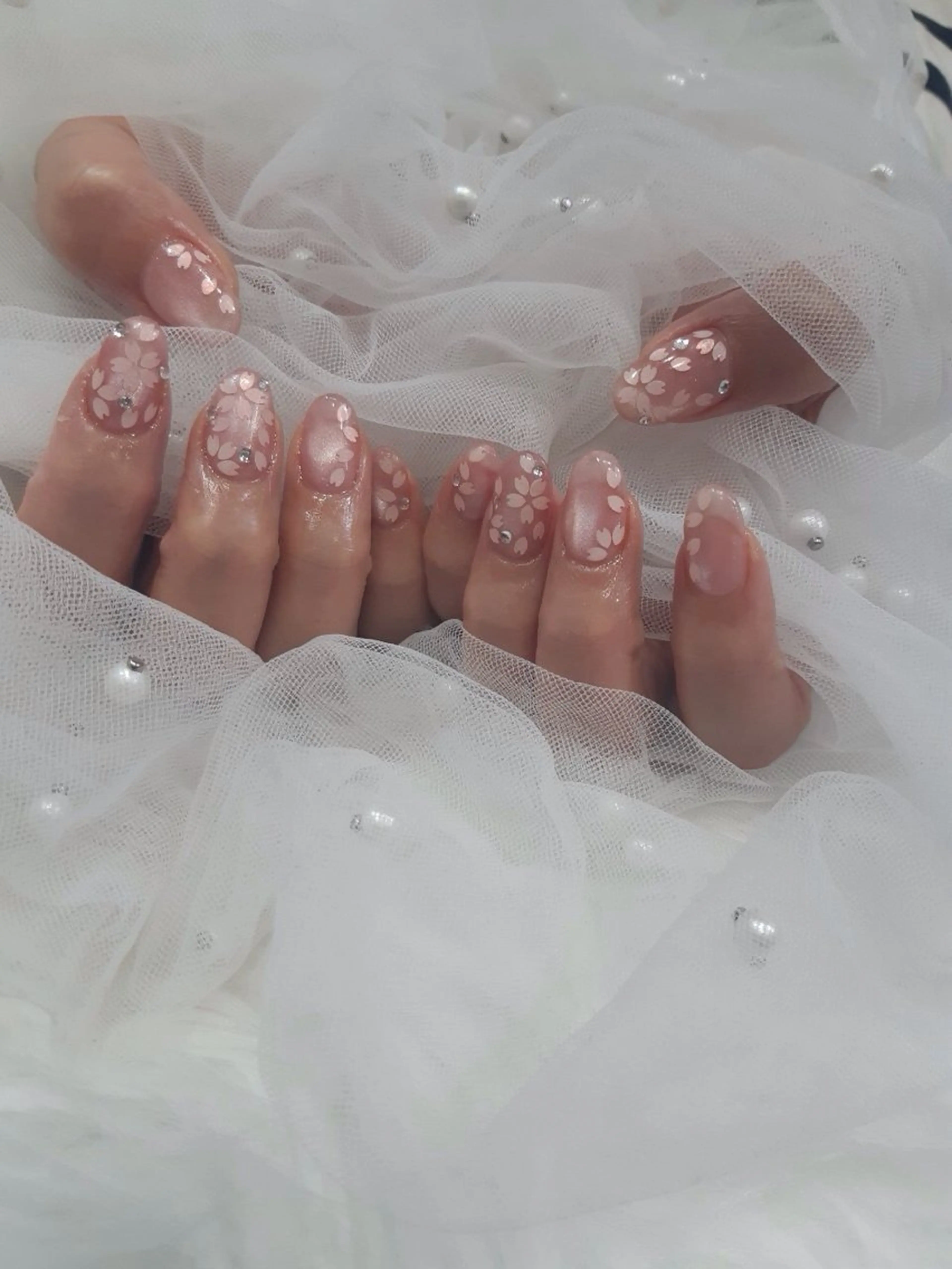 ネイル アートネイル 桜ネイル フラワーネイル 春ネイル ハンドネイル Laule’a 昭島店のネイルデザイン