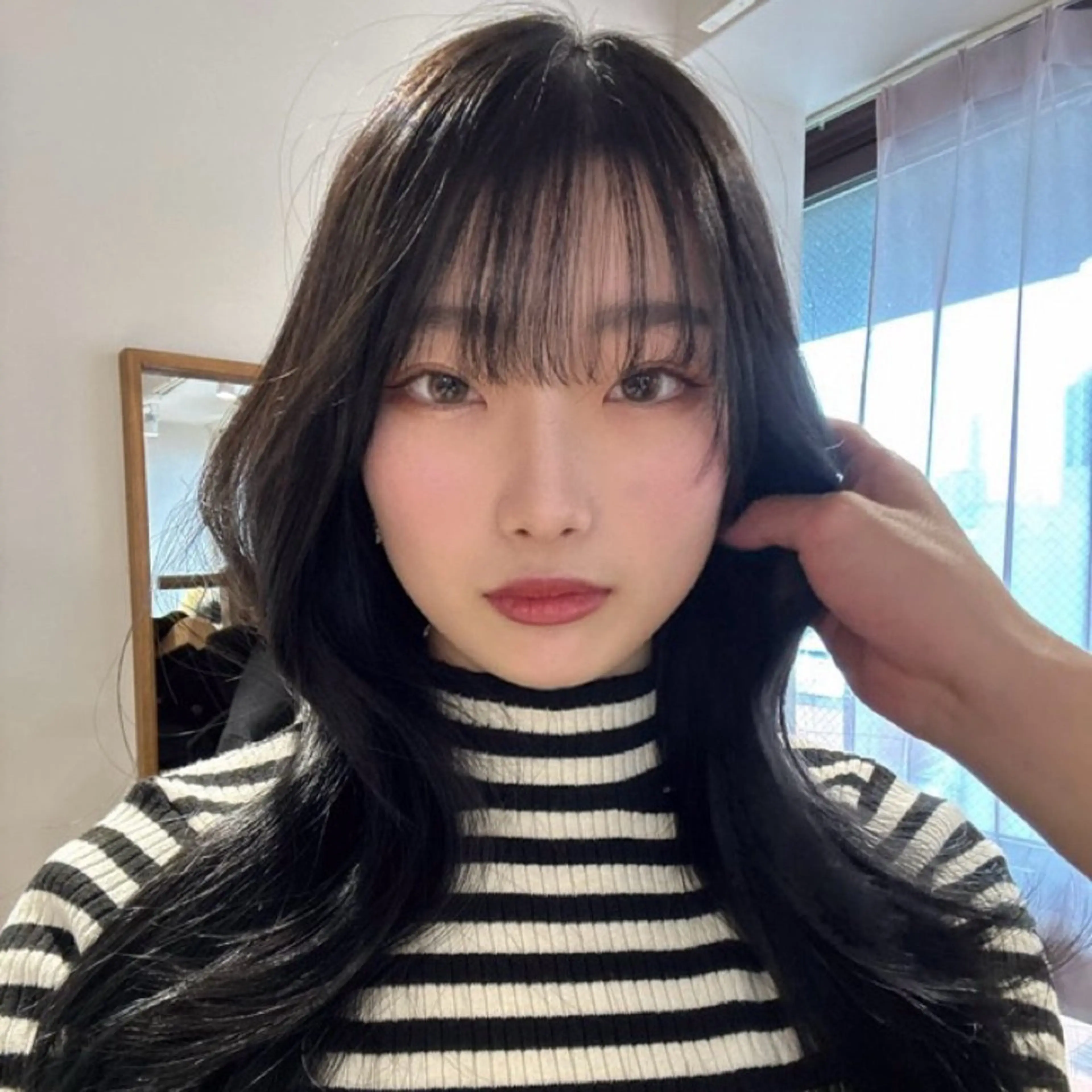ロング カラー くびれヘア 韓国風ヘア くびれレイヤー レイヤーカット カット トリートメント 岡本 太陽☀️のヘアスタイル