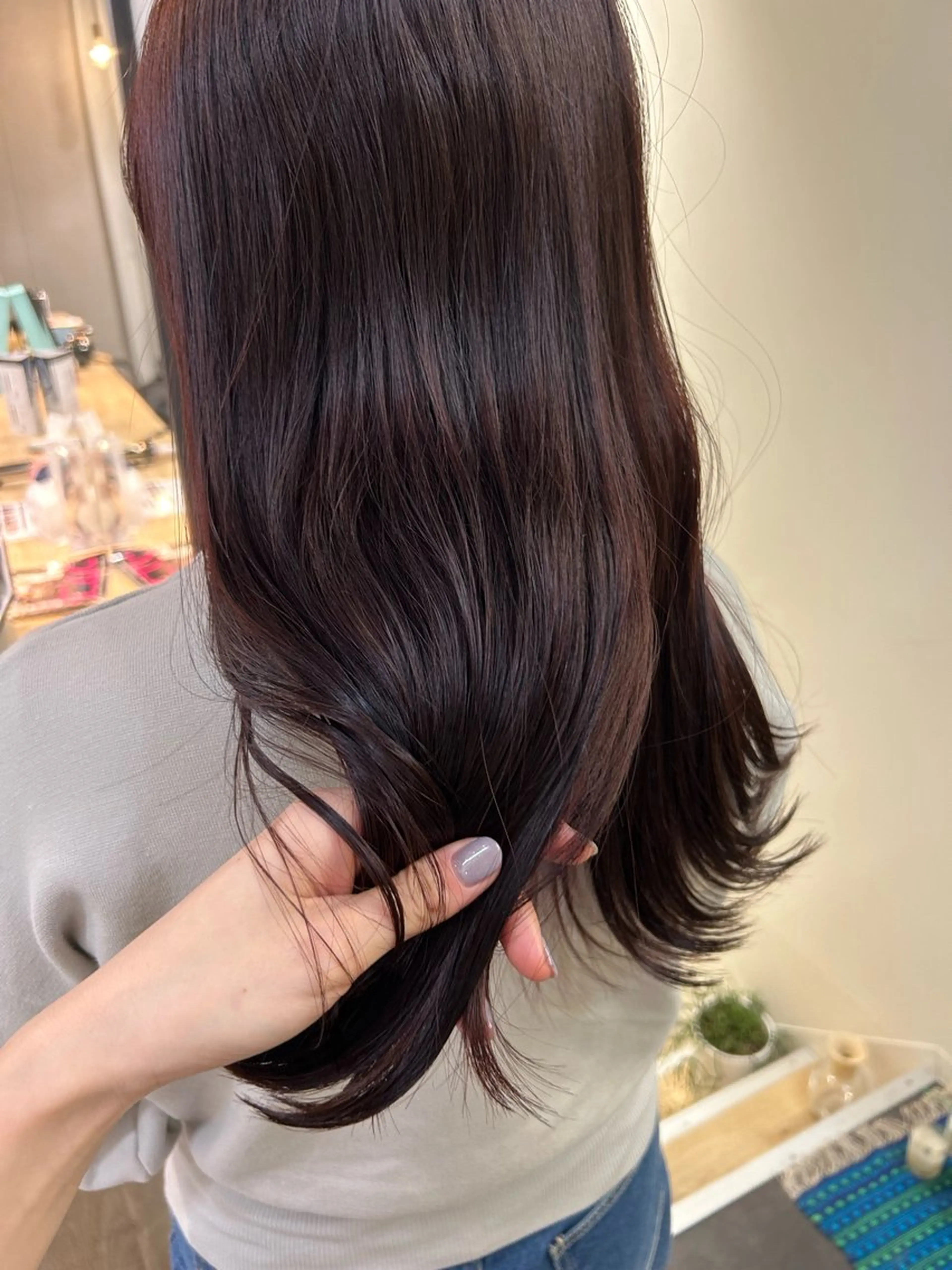 ロング カラー ブリーチ ブリーチなしカラー レッドカラー hub hair レイヤー/透明感のヘアスタイル