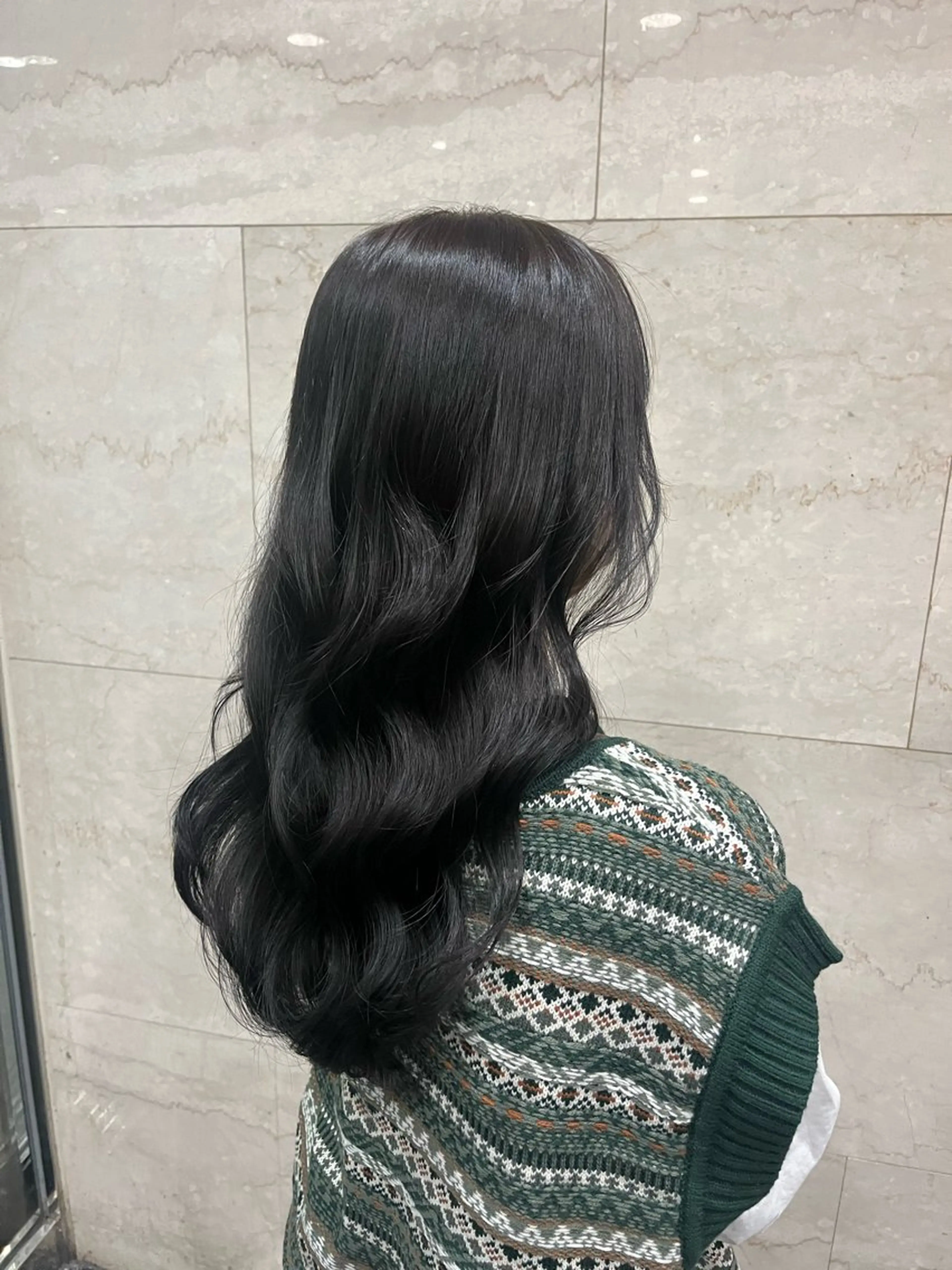 ロング カラー カット ヘアカラー えんぐちとも／透明感 カラー／博多ボブのヘアスタイル