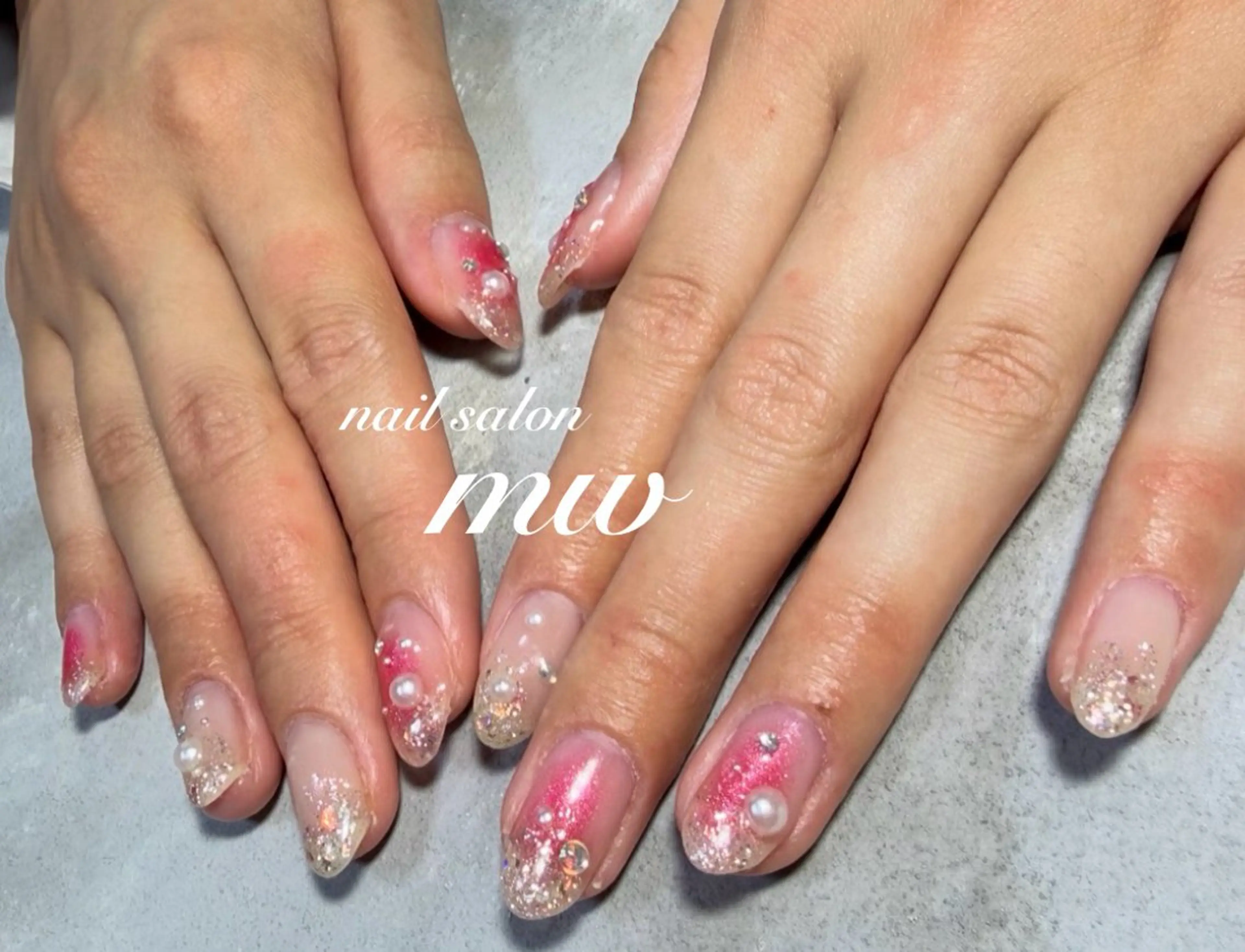 ネイル チークネイル ラメ(グリッター) ハンドネイル フットネイル nail salon mwのネイルデザイン