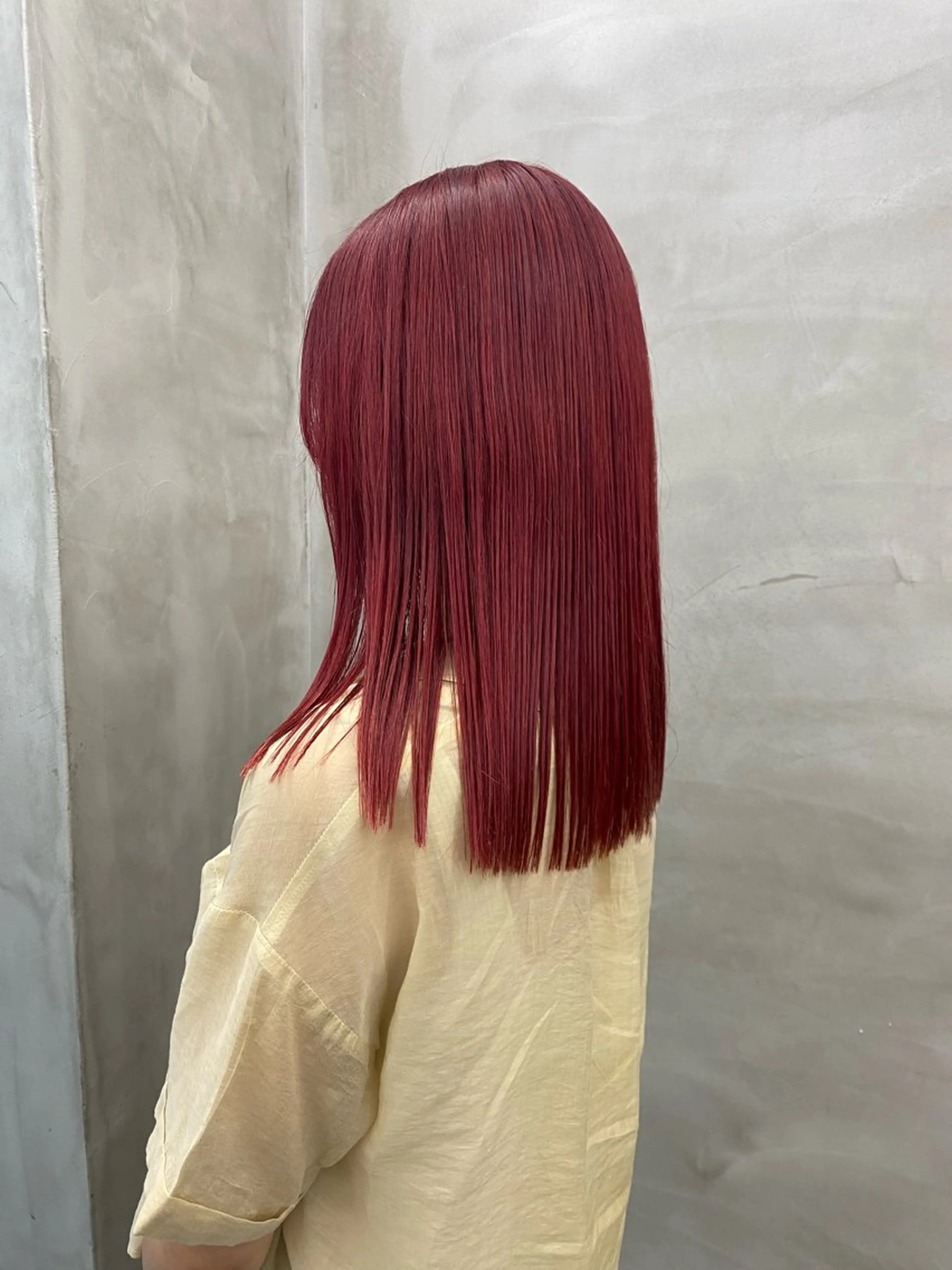 ミディアム カラー ブリーチ ボルドーカラー ダブルカラー 無料カットモデル募集 🌱ひょうがのヘアスタイル