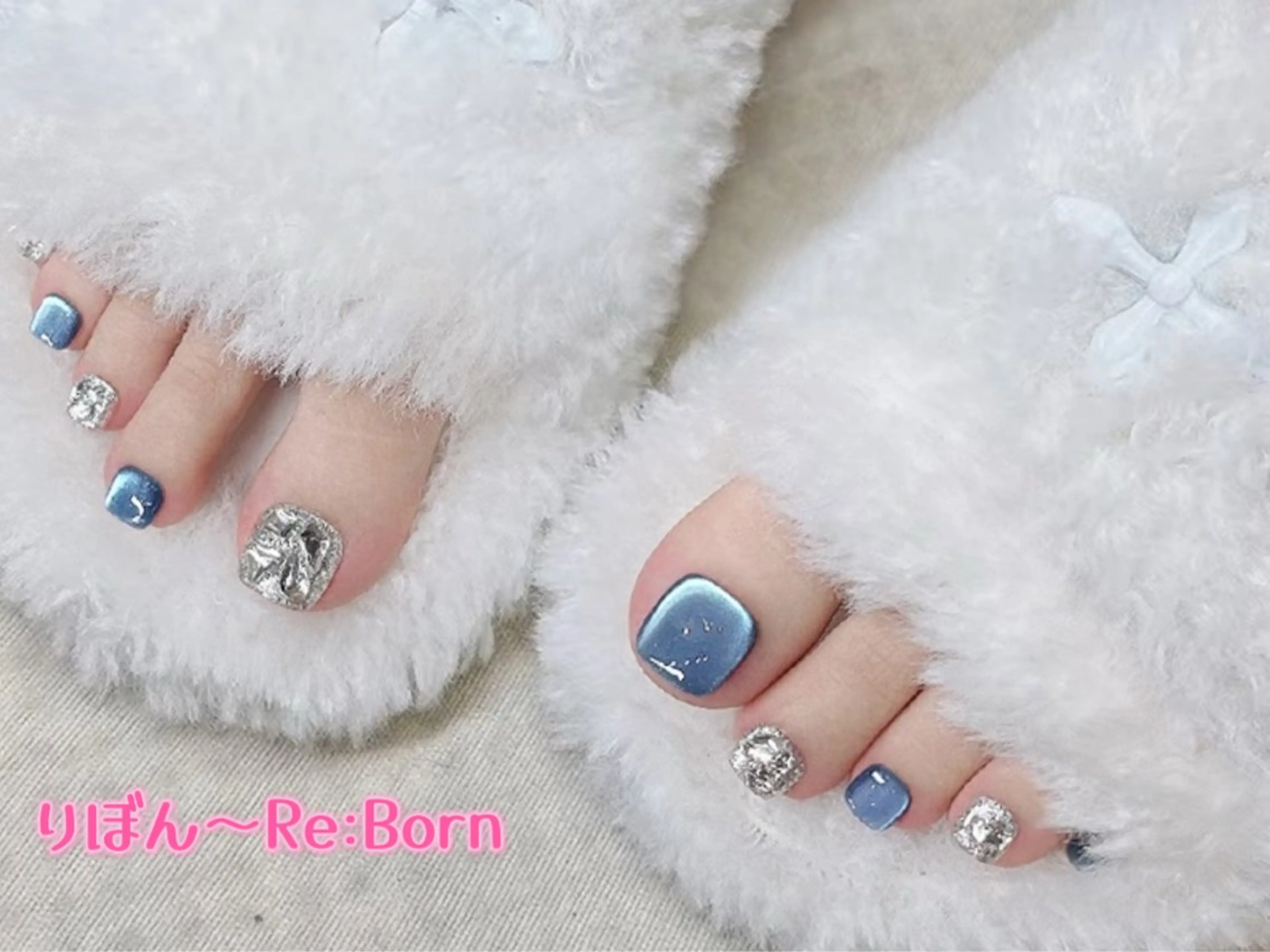 ショート フットネイル りぼん Re:Bonrのネイルデザイン