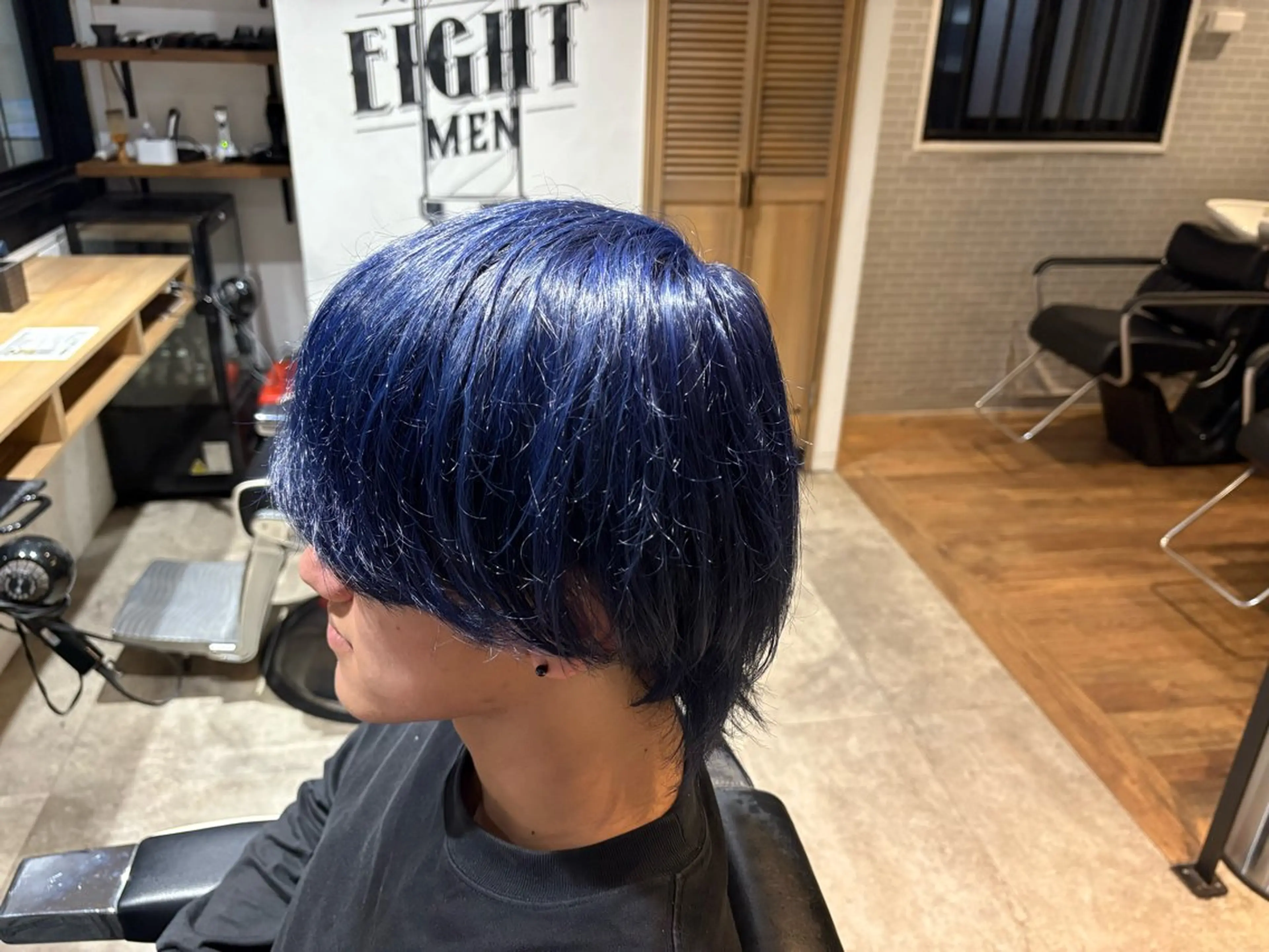 カラー メンズ メンズブリーチ 黒髪 ブリーチ ブルーカラー ブルーブラック 池袋メンズ専門💣 玉造利樹のヘアスタイル