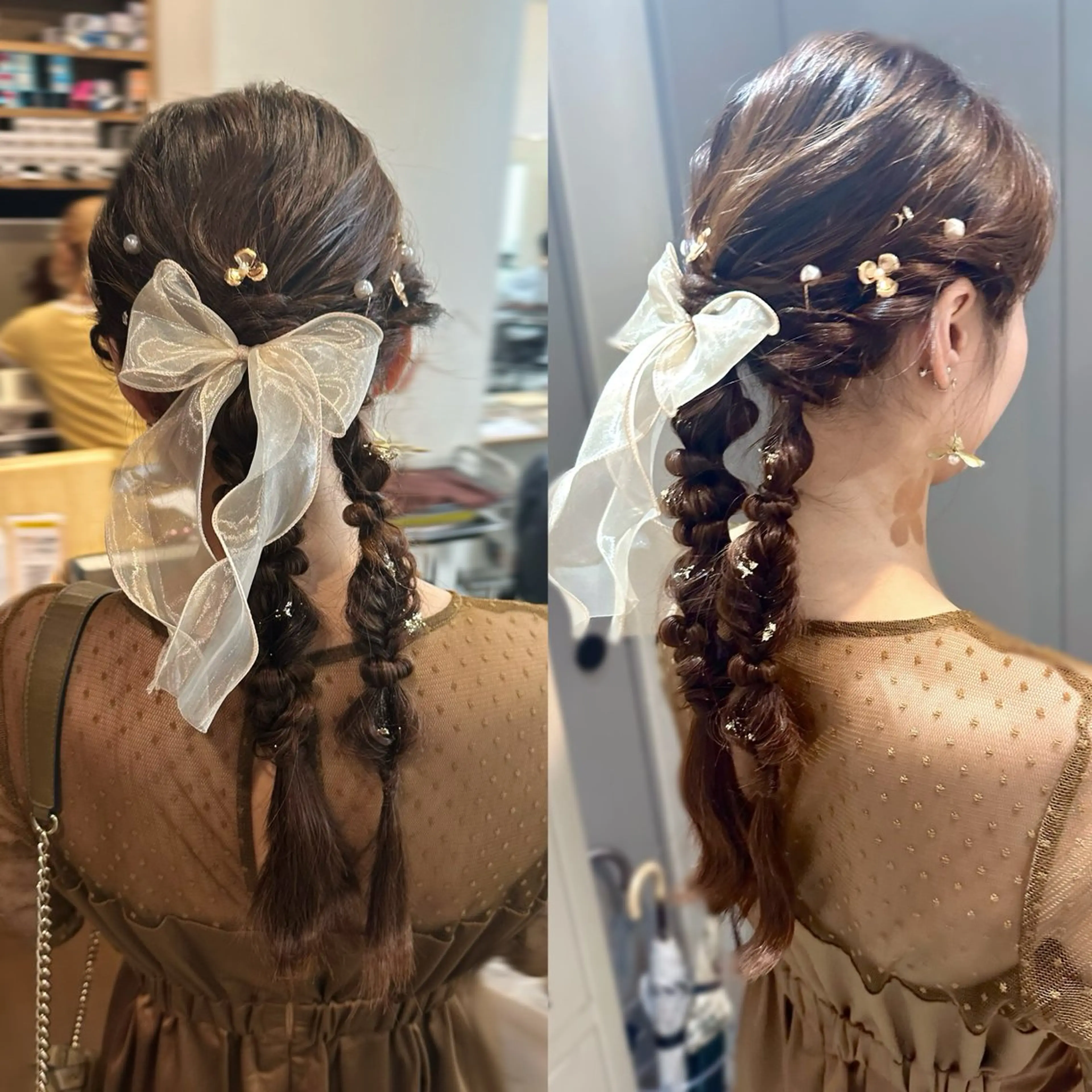 ロング カラー ヘアアレンジ 結婚式・ブライダル 髪質改善 韓国風ヘア レイヤーカット ロング 縮毛矯正+モテカラー 🎀✨MIHOのヘアスタイル