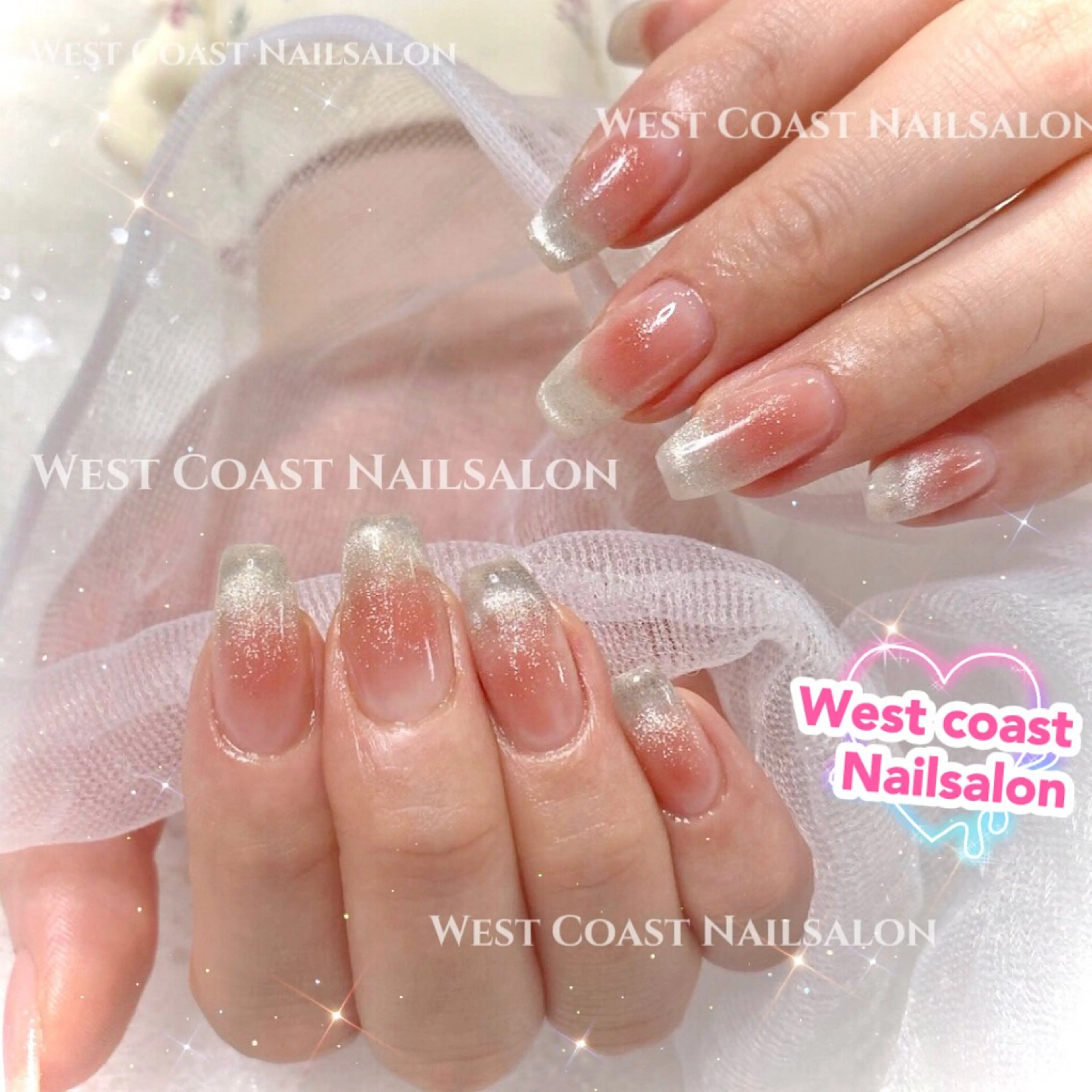 ネイル ハンドネイル リボン、ガーリー パーツ放題専門店のネイルデザイン