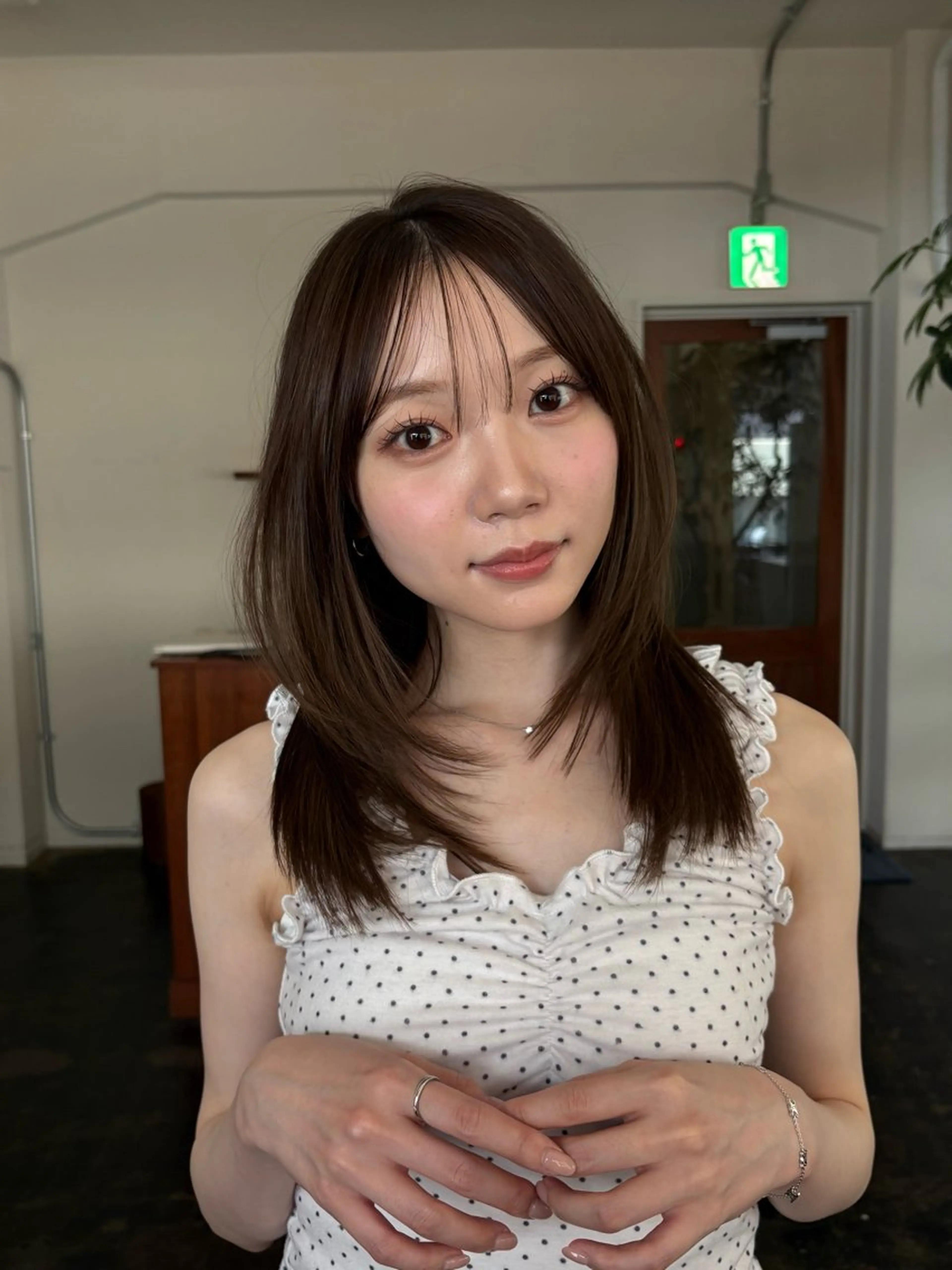 ミディアム カット ヘアカラー トリートメント 透明感カラー/顔周り カット/ののか💞のヘアスタイル