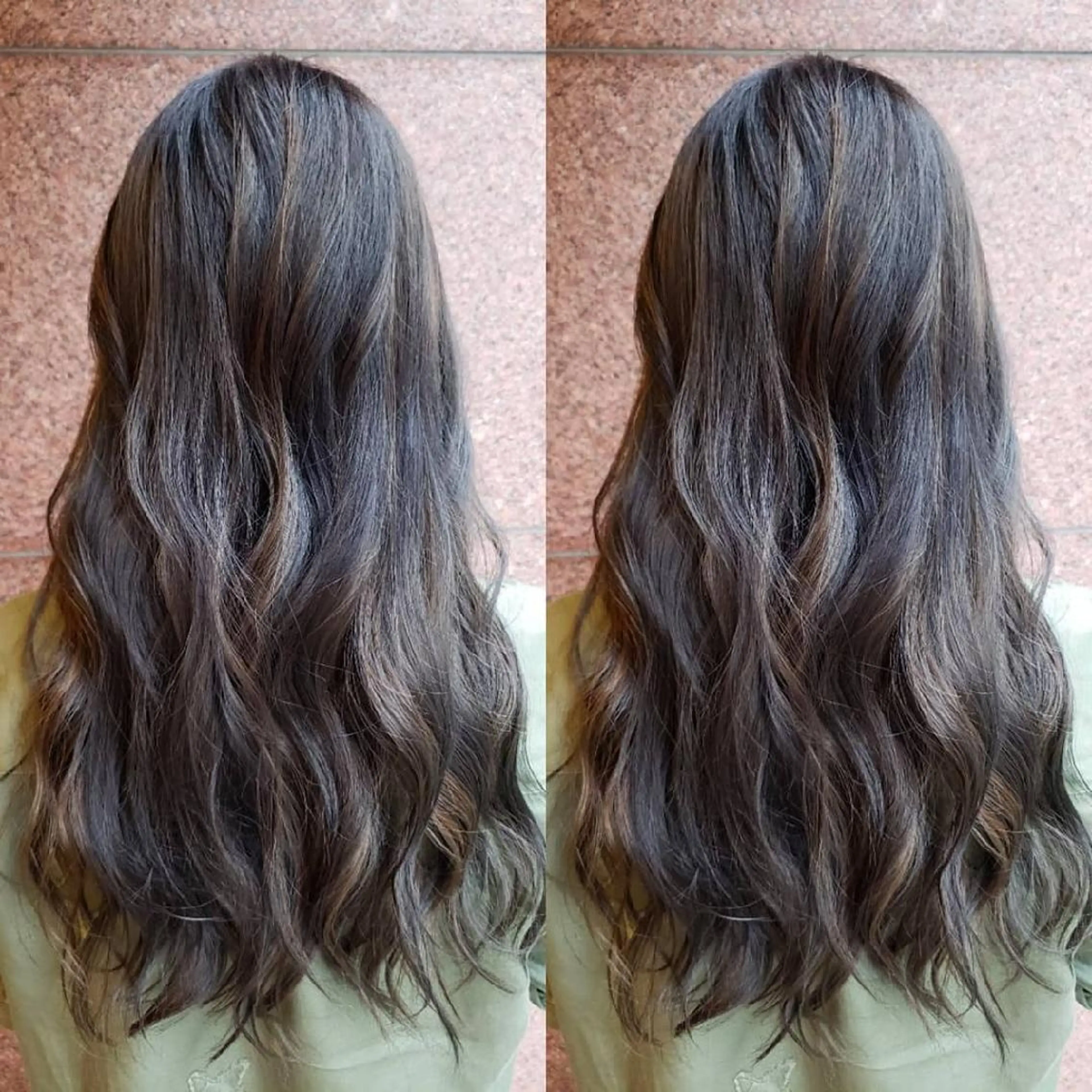 ロング カラー アッシュ ハイライトカラー ハイライト 美谷添（ミヤゾエ） まどか大人ヘアサロンのヘアスタイル