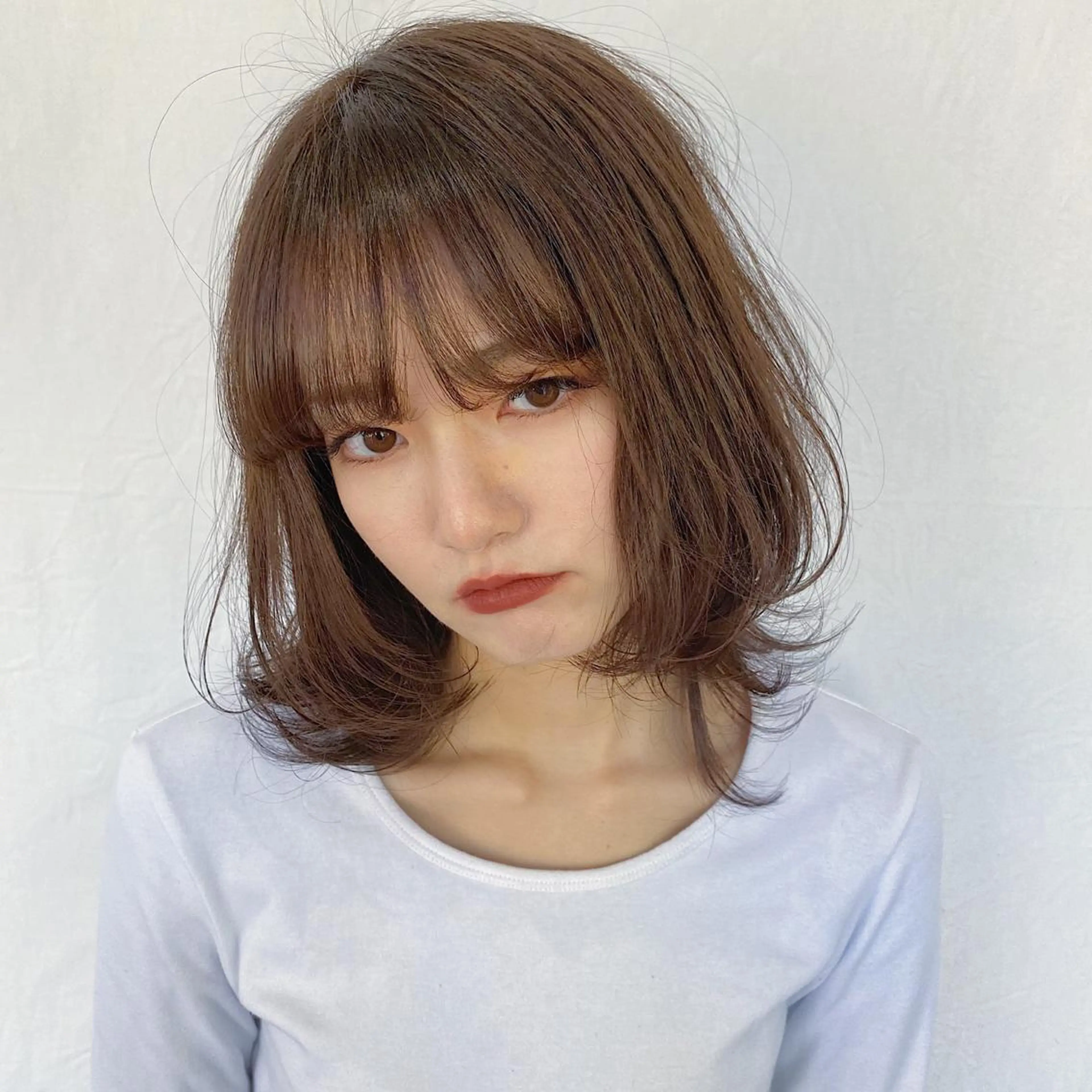 ミディアム カラー ベージュカラー テラコッタ レイヤーカット パーマ/パーマ落とし 【Kouta】のヘアスタイル