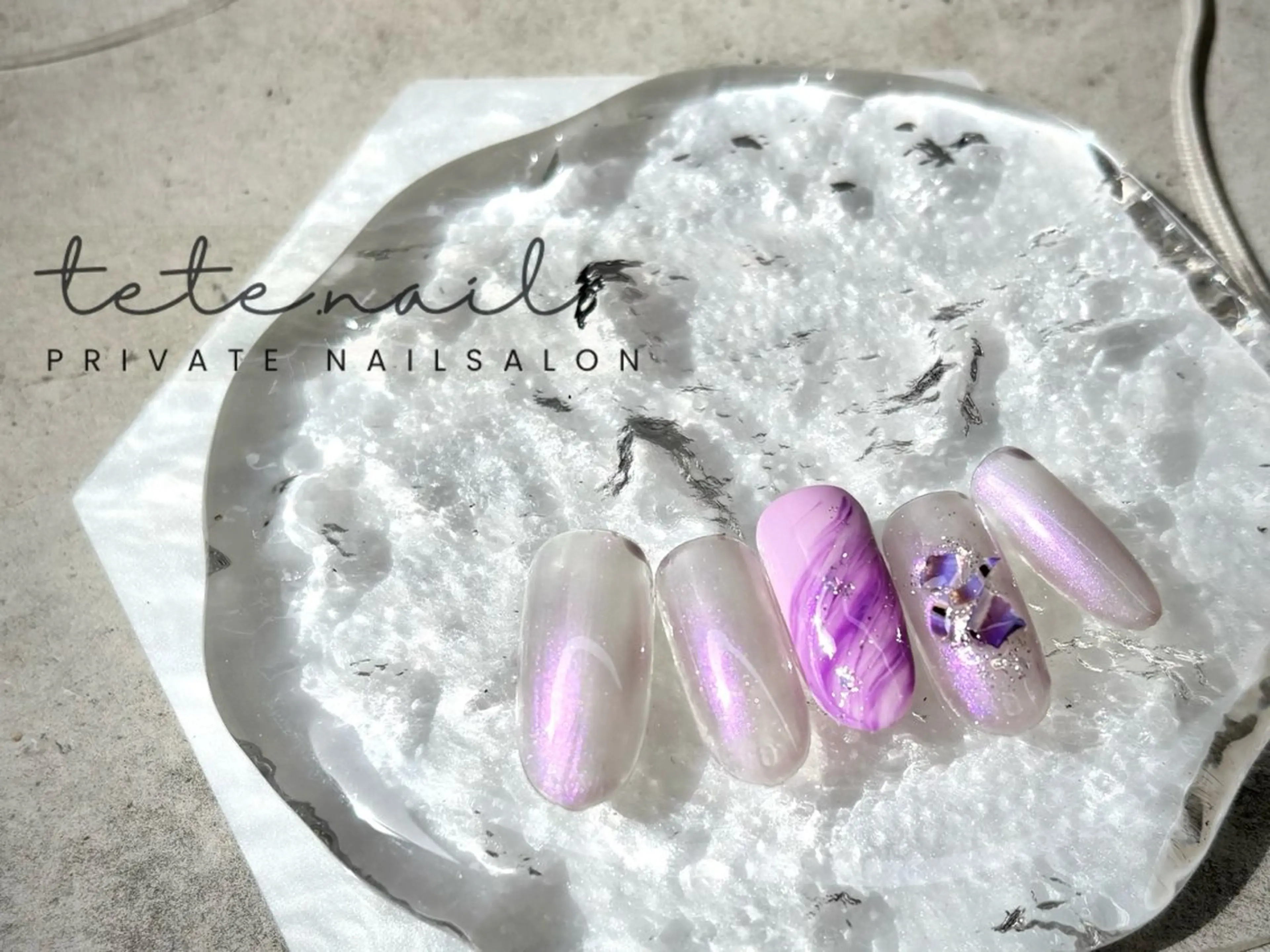 ネイル ラメ(グリッター) 大理石ネイル(マーブル) ハンドネイル tete. nailのネイルデザイン