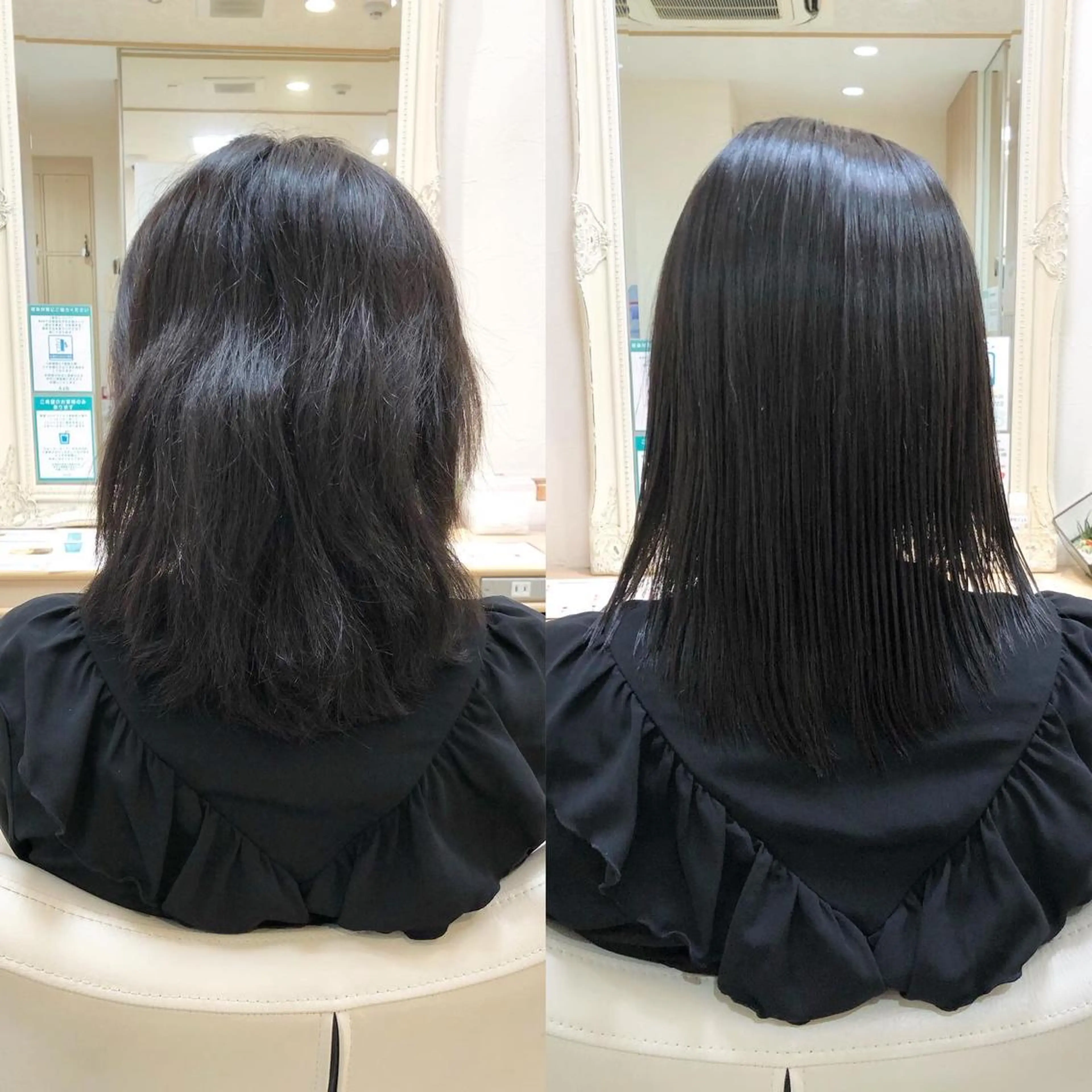 ミディアム パーマ 髪質改善 縮毛矯正 ストレートパーマ 丸みショートボブ/ タッセルボブ 吉野のヘアスタイル