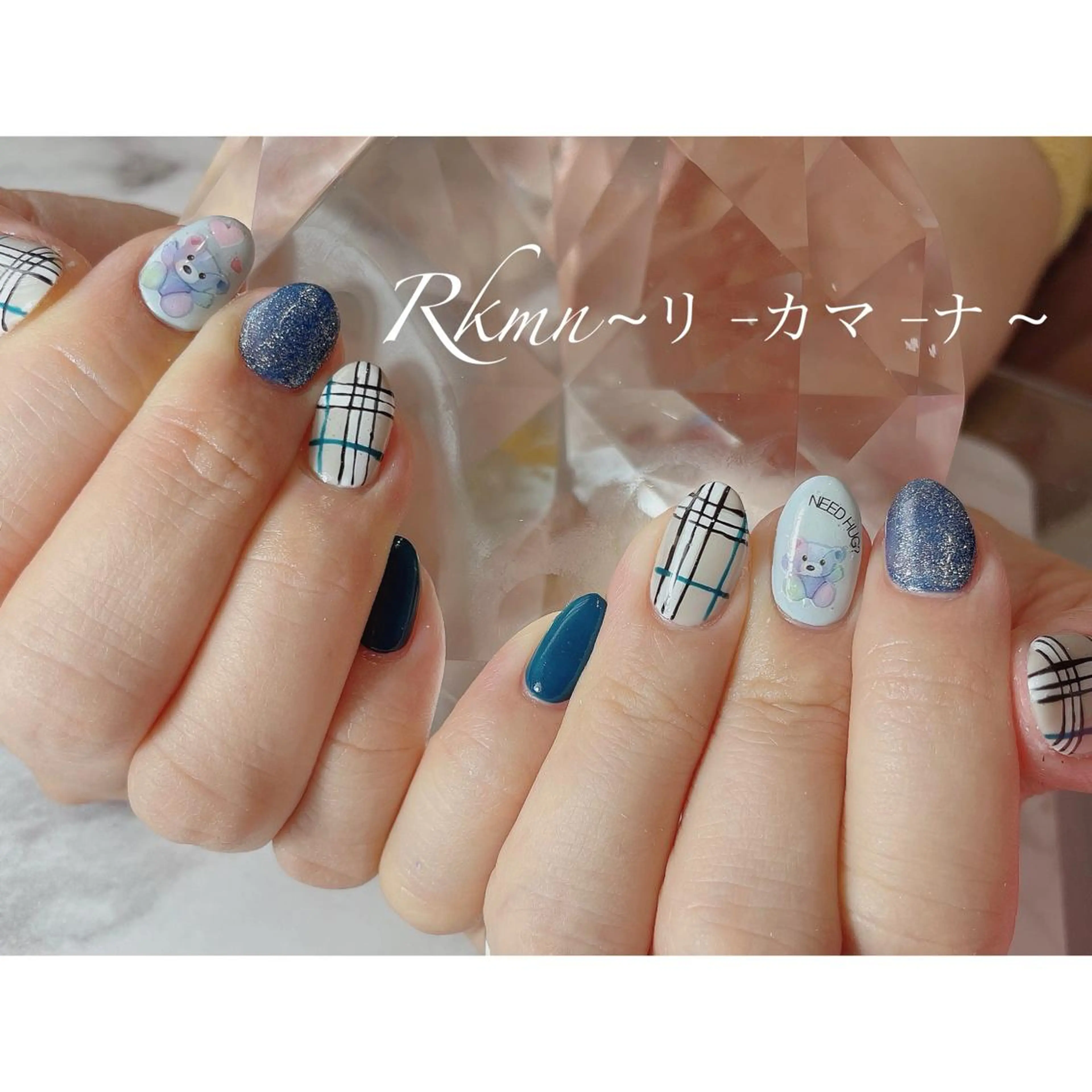 ネイル アートネイル ブルー マグネットネイル 春ネイル ハンドネイル フットネイル ハンドケア Rkmn ~リ-カマ-ナ~のネイルデザイン