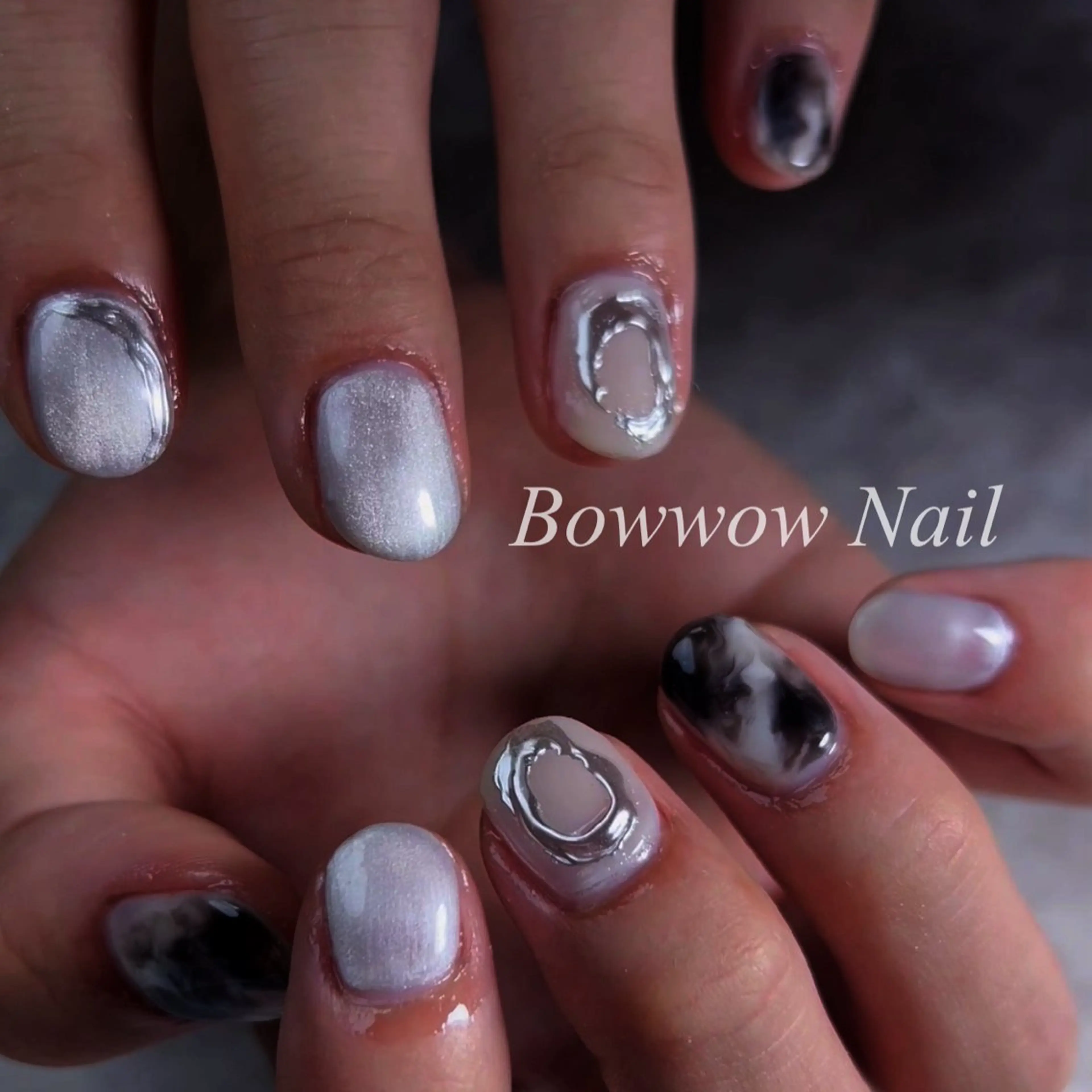 ネイル 大理石ネイル(マーブル) メンズネイル ミラーネイル ニュアンスネイル Bow wow Nail さや🧸のネイルデザイン
