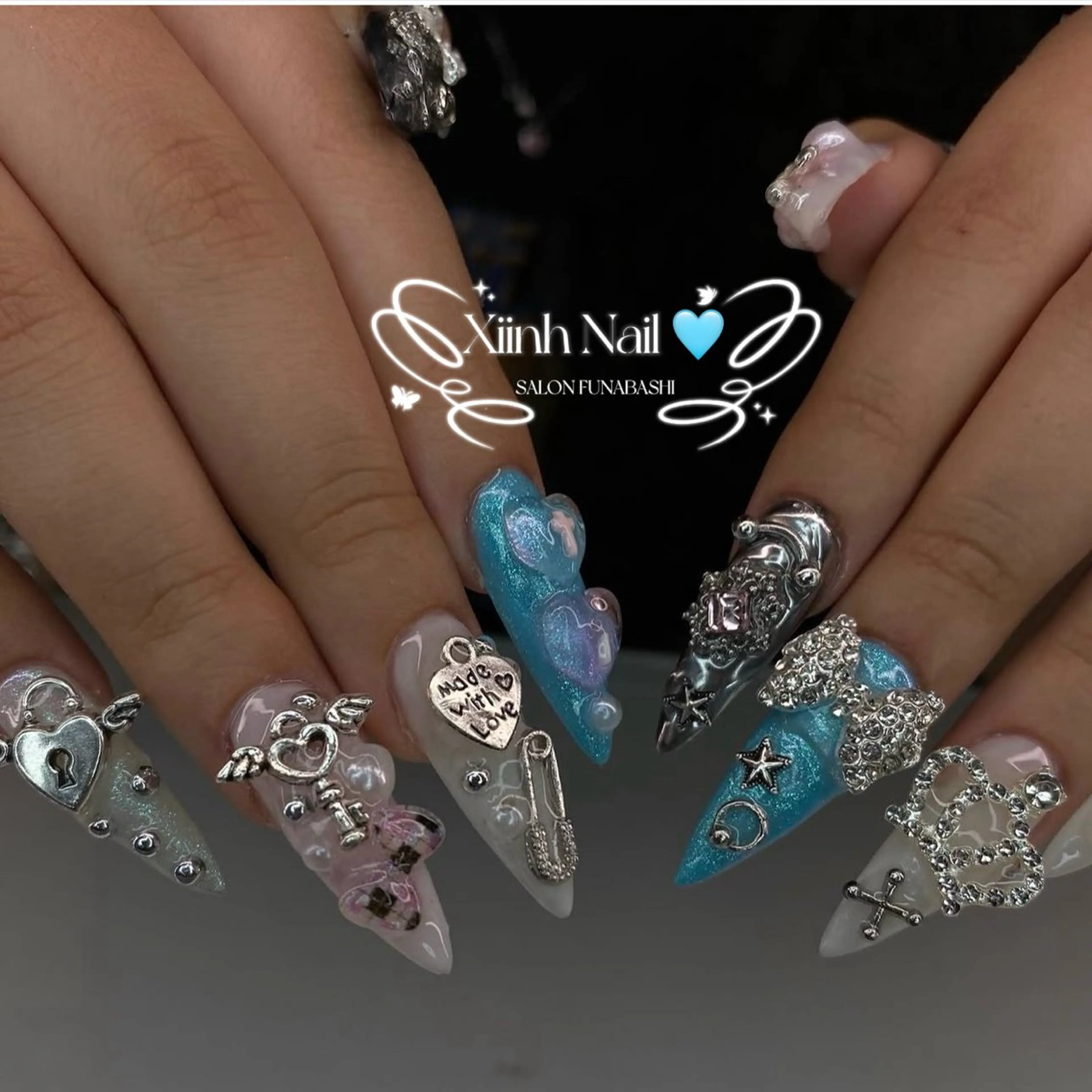 ネイル チークネイル 桜ネイル 長さ出し フットネイル ジェルネイル ハンドネイル XIINH NAIL SALONのネイルデザイン