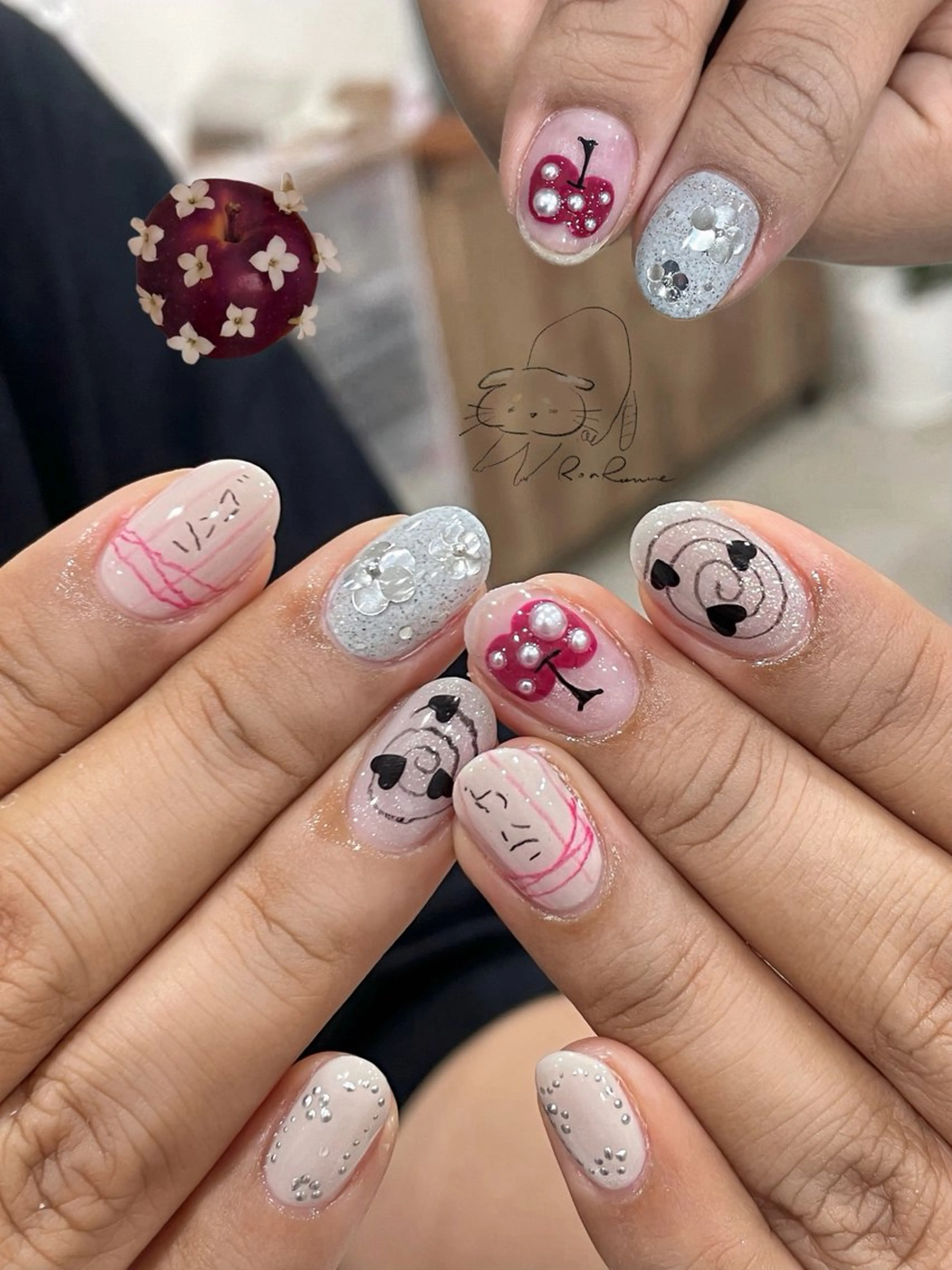 ネイル オーロラネイル 長さ出し フレンチネイル ジェルネイル ミラーネイル ハンドネイル ronronne .のネイルデザイン