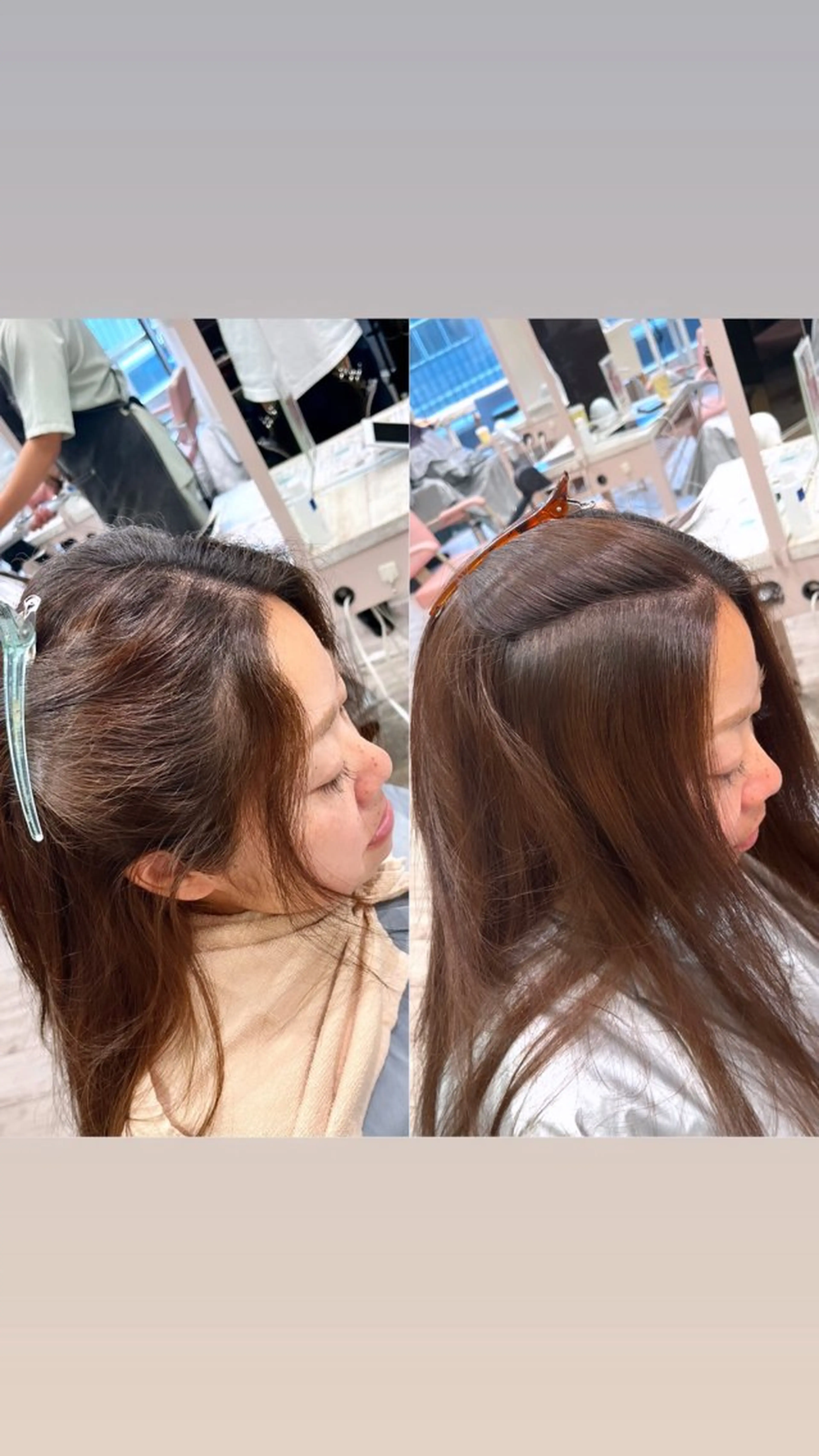 ミディアム パーマ ストレートパーマ おしゃれ染めで白髪を 染める/山口玲緒奈のヘアスタイル