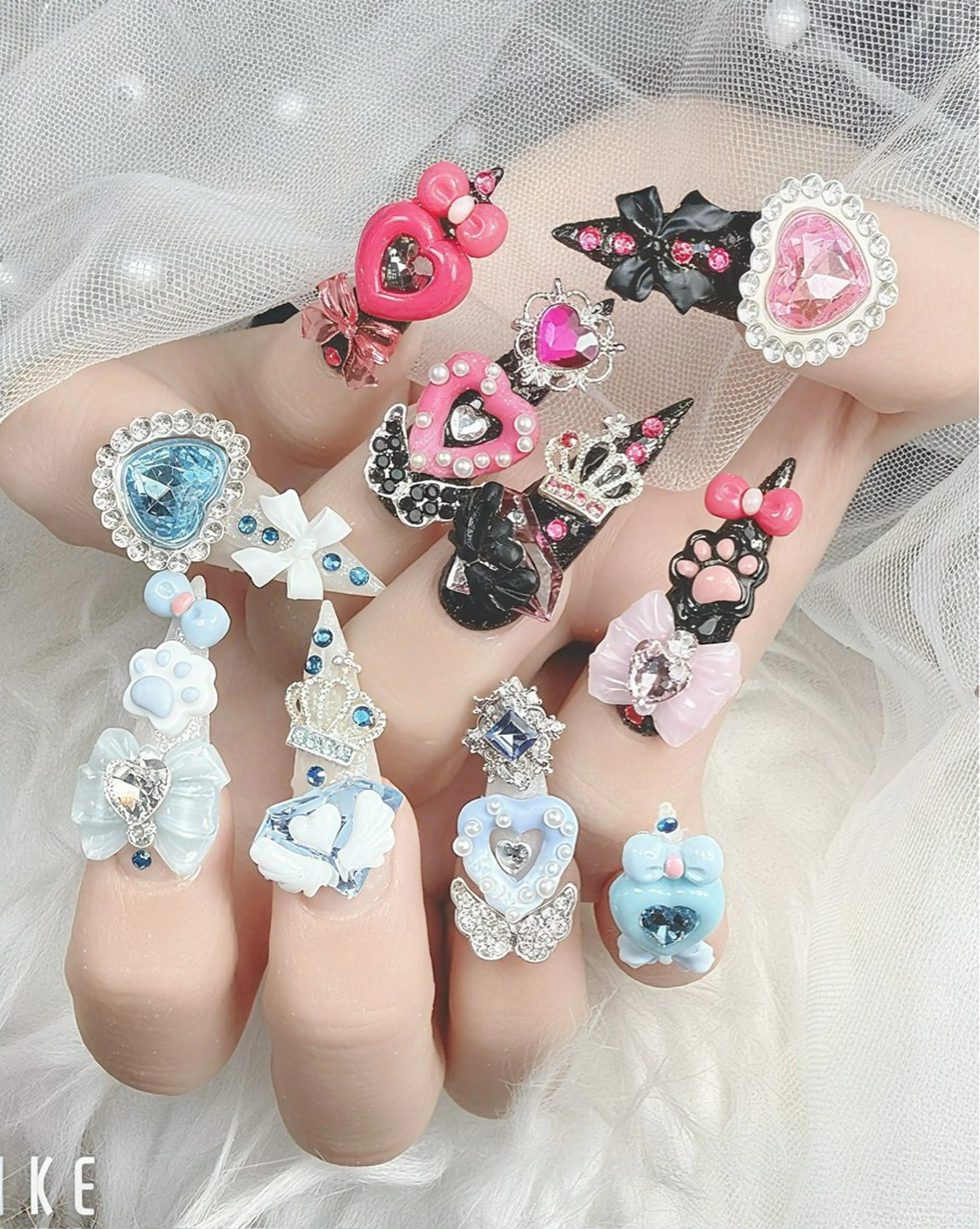 ネイル ハート リボン ハンドネイル ハンドケア Gote Kawa nail salonのネイルデザイン