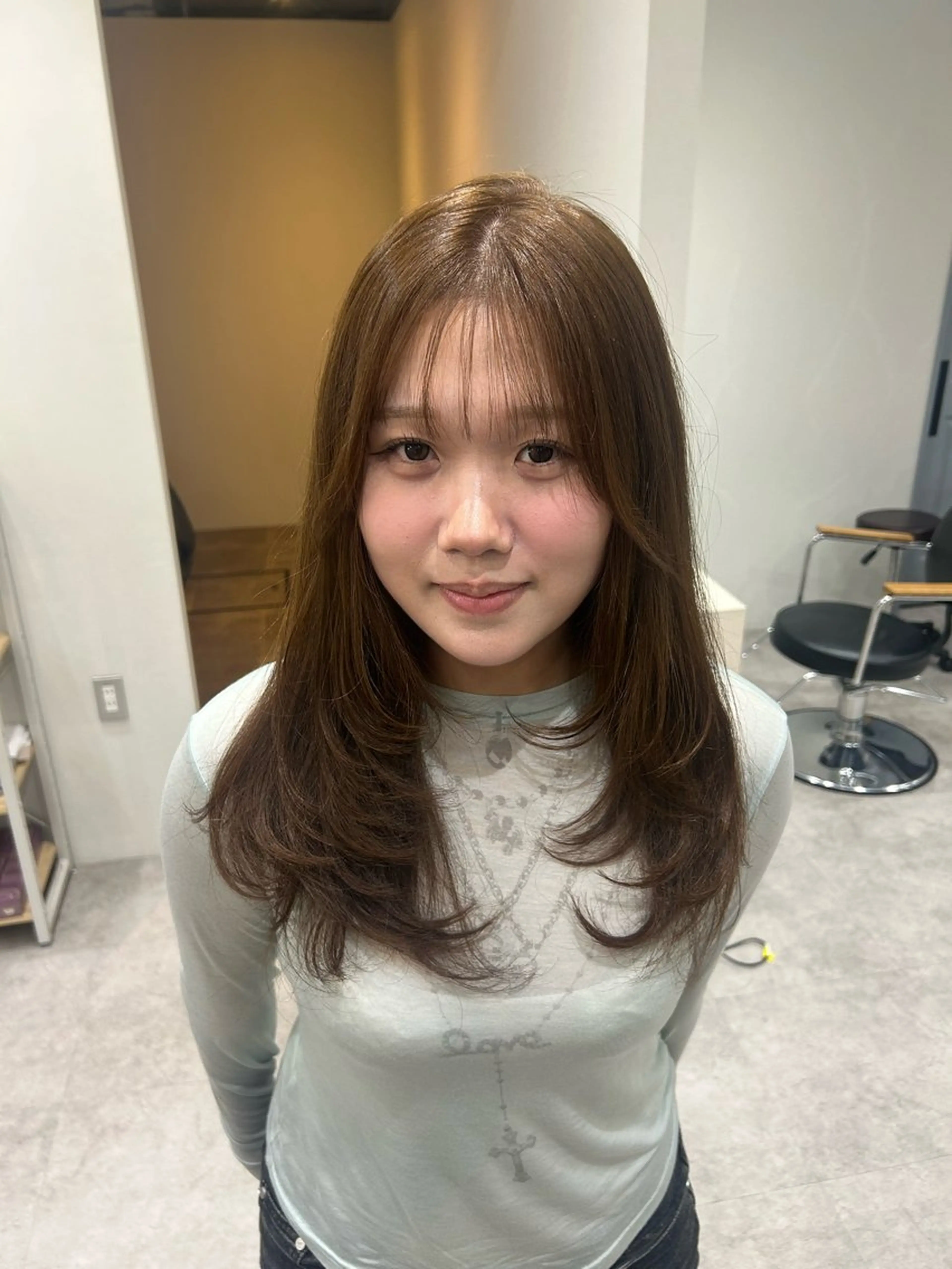 セミロング カラー ヘアアレンジ ベージュカラー ブリーチ ダブルカラー ヘーゼル ブリーチなしカラー ヘアカラー ボブ /ニュアンス/ satomi🧸💖のヘアスタイル