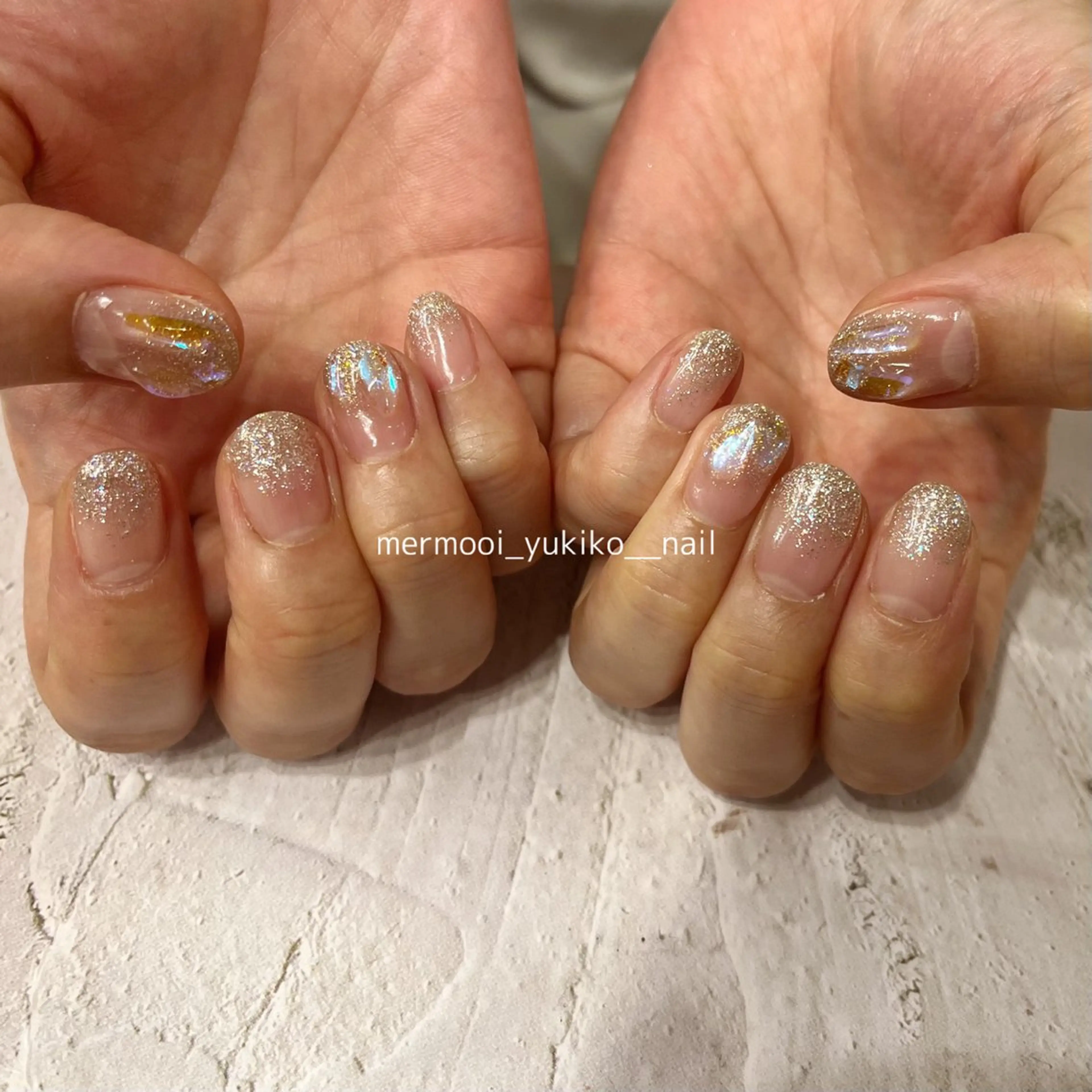 ネイル アートネイル オーロラネイル ブラウン ジェルネイル キラキラネイル melumooi nailのネイルデザイン