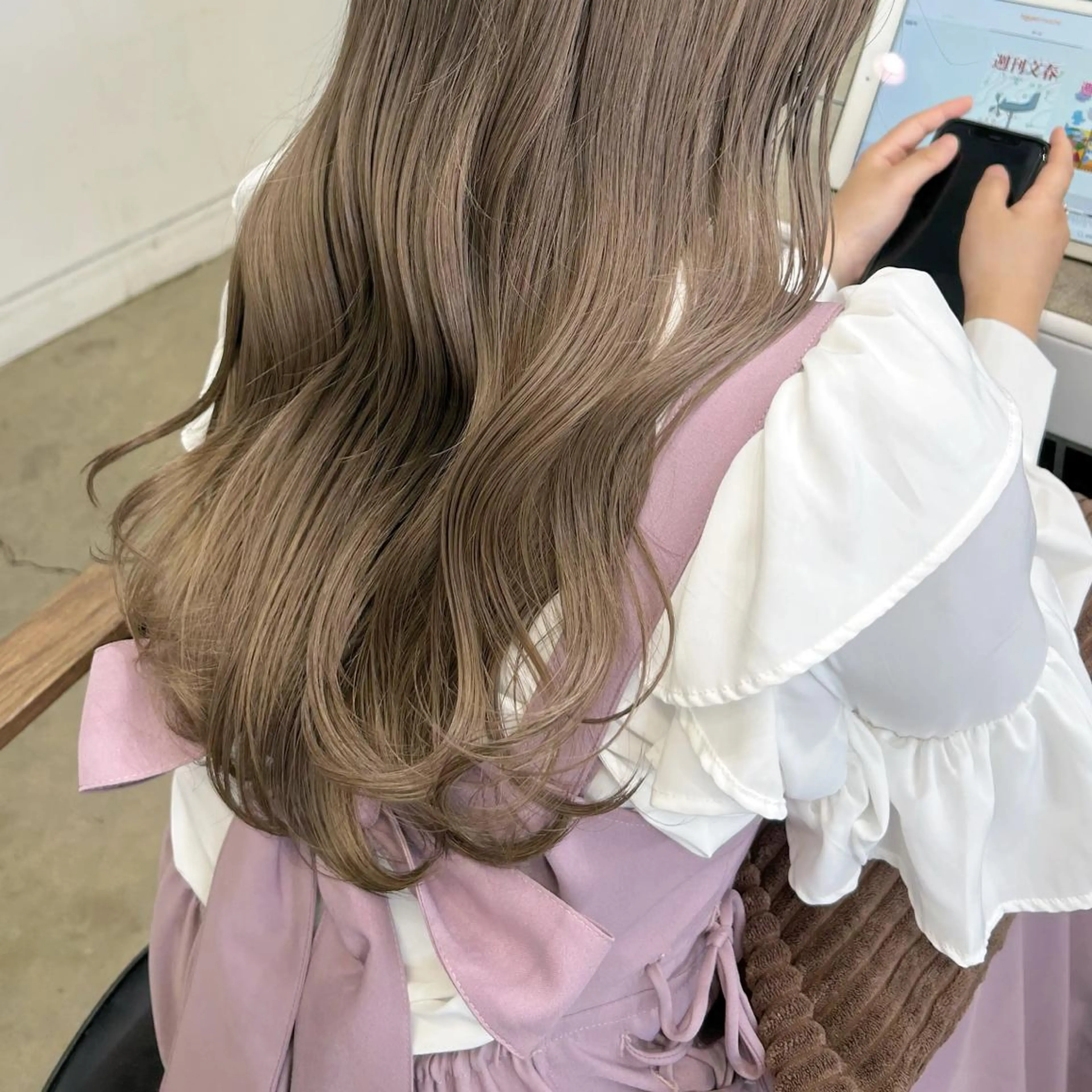 セミロング カラー ヘアアレンジ ヘアカラー トリートメント ヘアセット 🎀暖色カラー🎀 ♡yurika♡のヘアスタイル