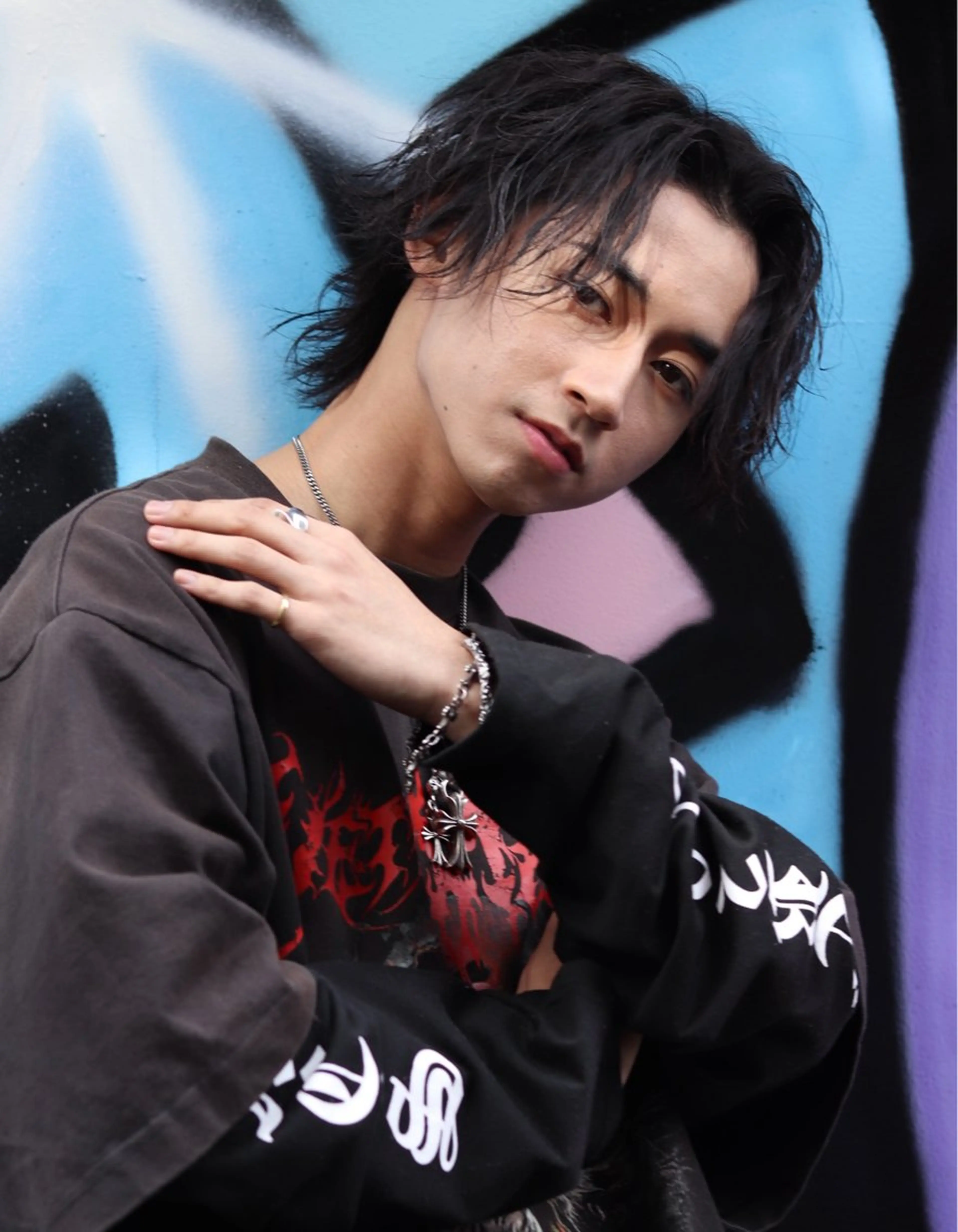 ミディアム パーマ メンズ ハイトーン/メンズマ ッシュ/KYOHEIのヘアスタイル