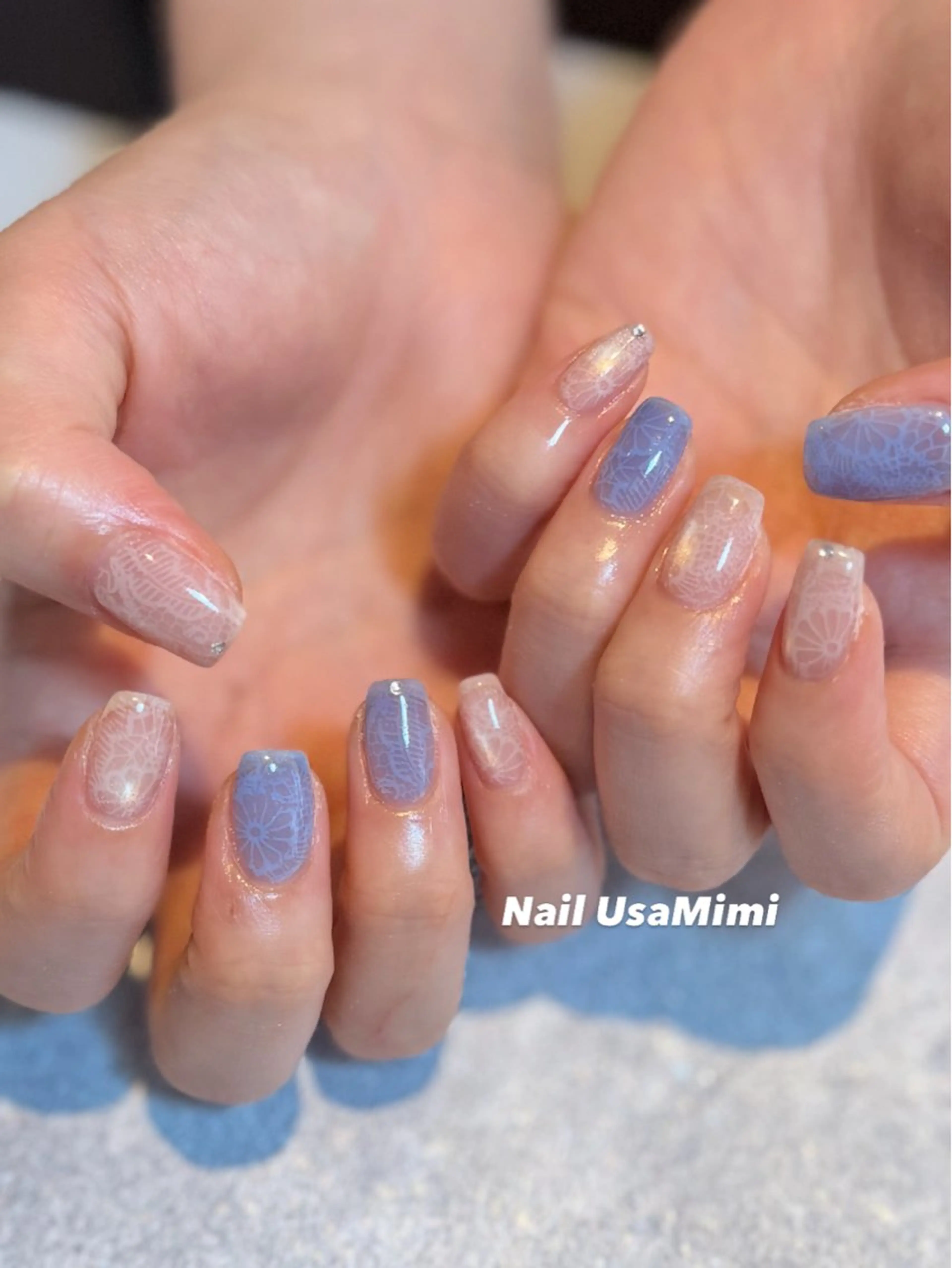 ネイル アートネイル ジェルネイル キラキラネイル レース マグネットネイル ハンドネイル Nail Usa Mimi ASAKOのネイルデザイン