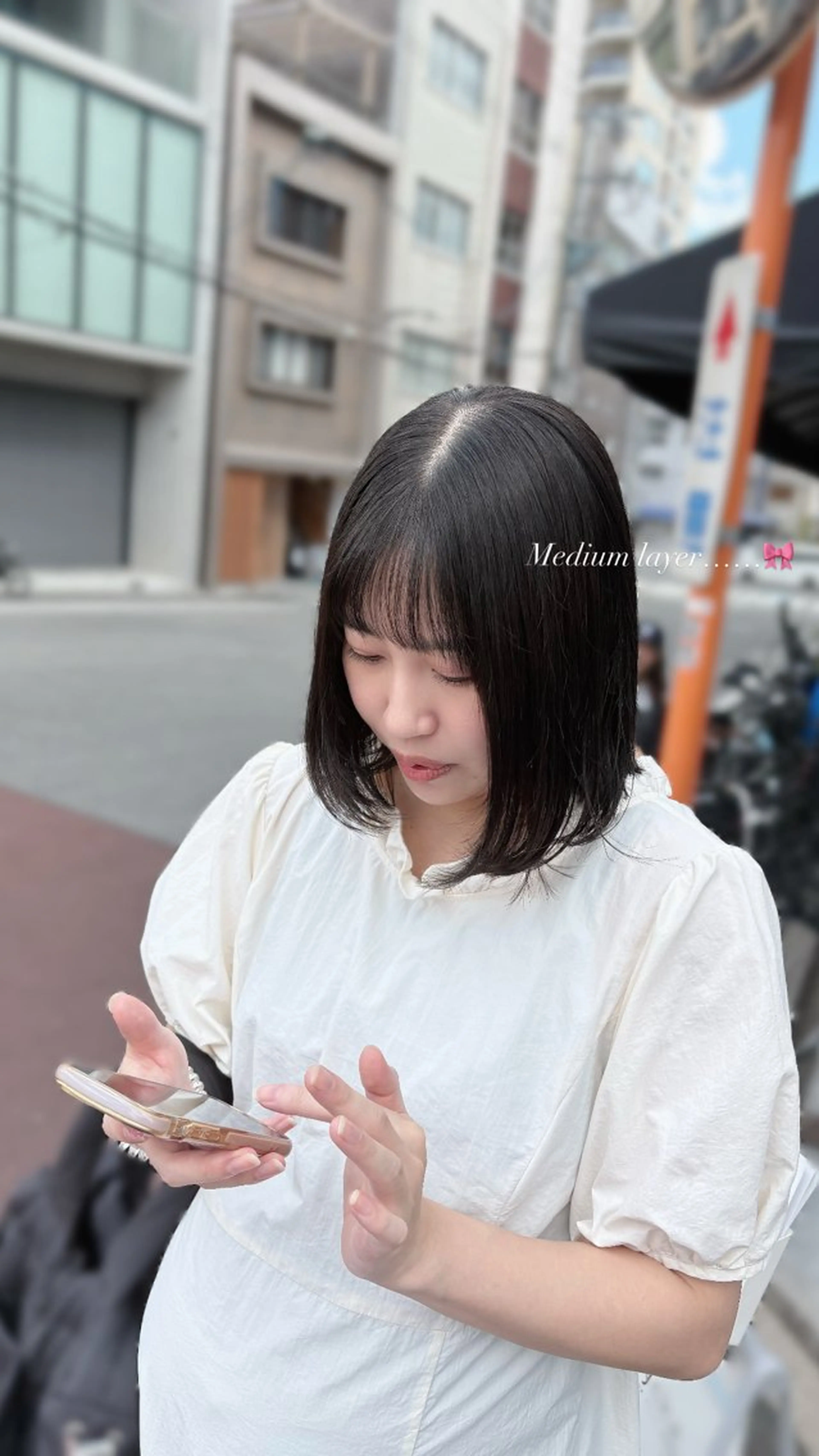 ミディアム カット ヘアカラー トリートメント 藤倉なつみ /玉造のヘアスタイル