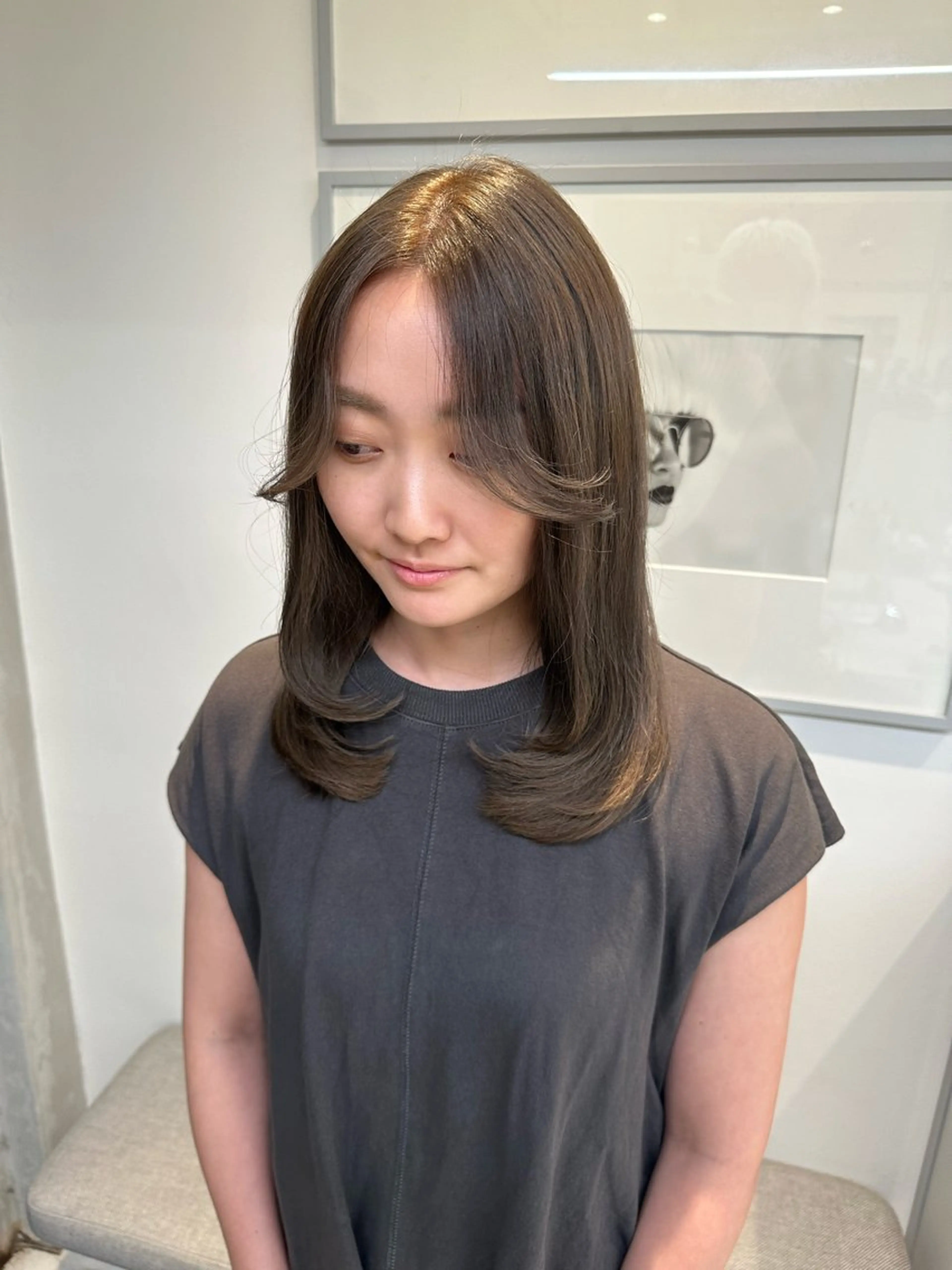 ロング カラー レイヤーカット 短めショートカット カットモデルのヘアスタイル