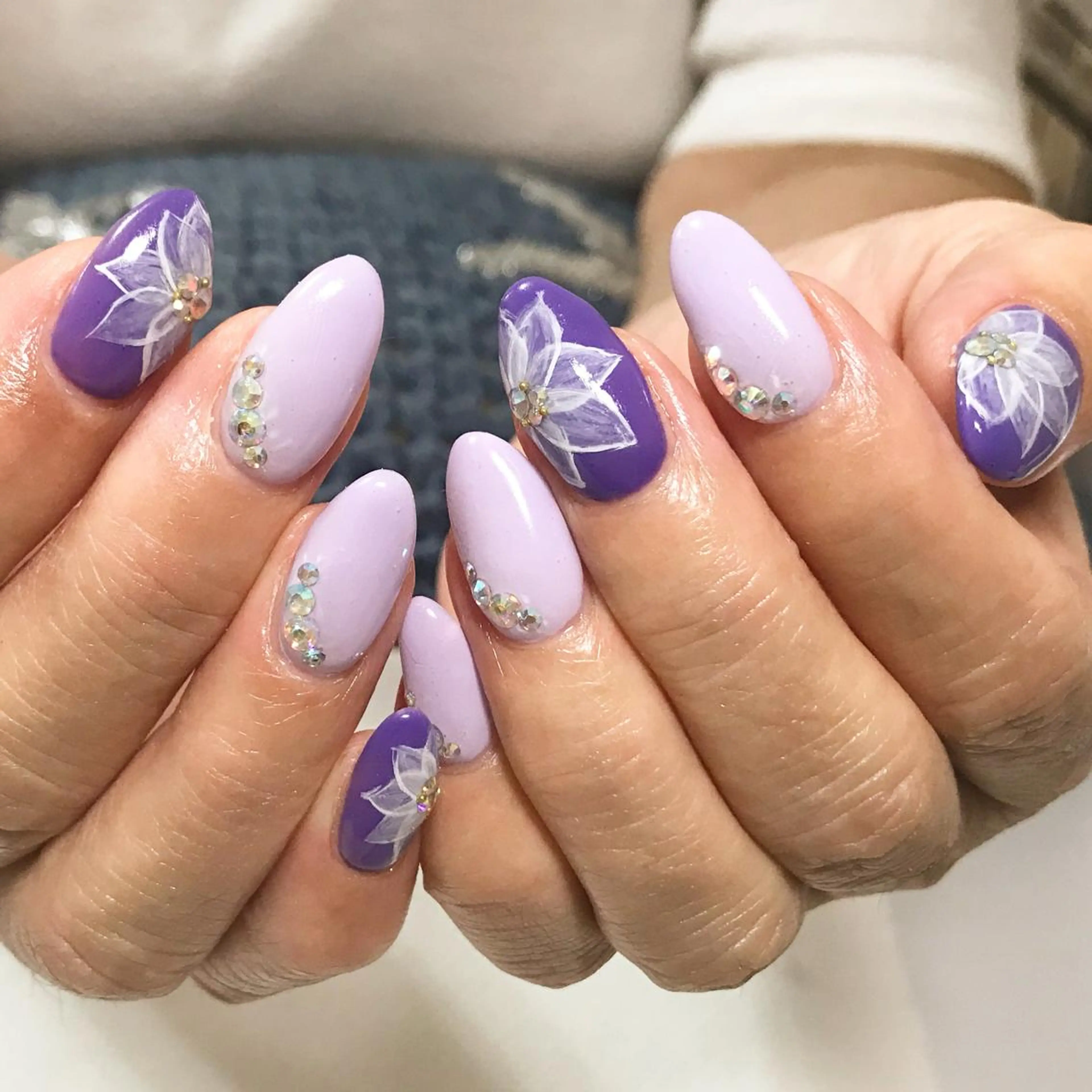 ネイル フラワーネイル フットネイル パープル シンプルネイル 春ネイル nail fufla ♡yamane♡のネイルデザイン