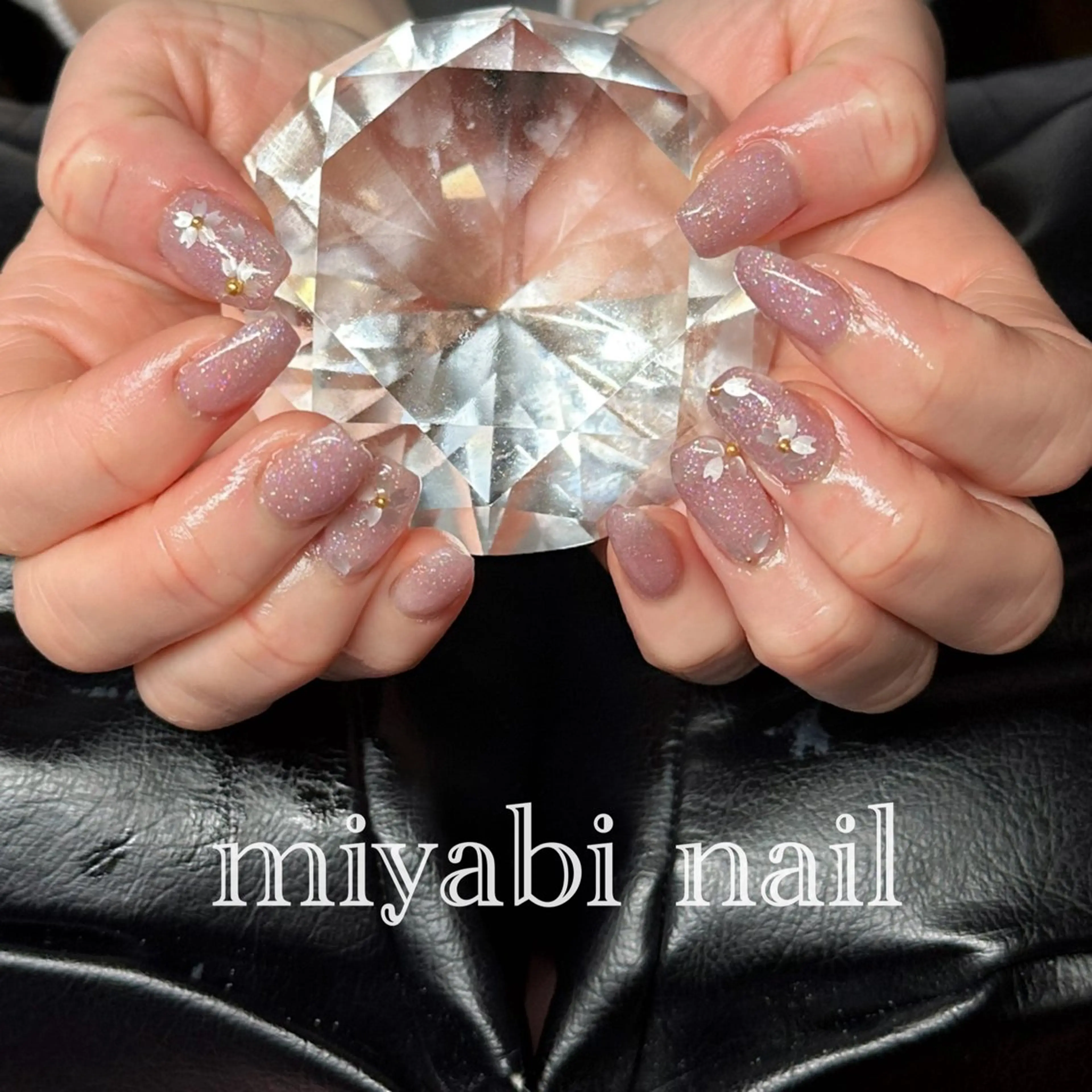 ネイル アートネイル 桜ネイル ジェルネイル ラメ(グリッター) 持ち込み ハンドネイル miyabi nail 桂川駅近くのネイルデザイン