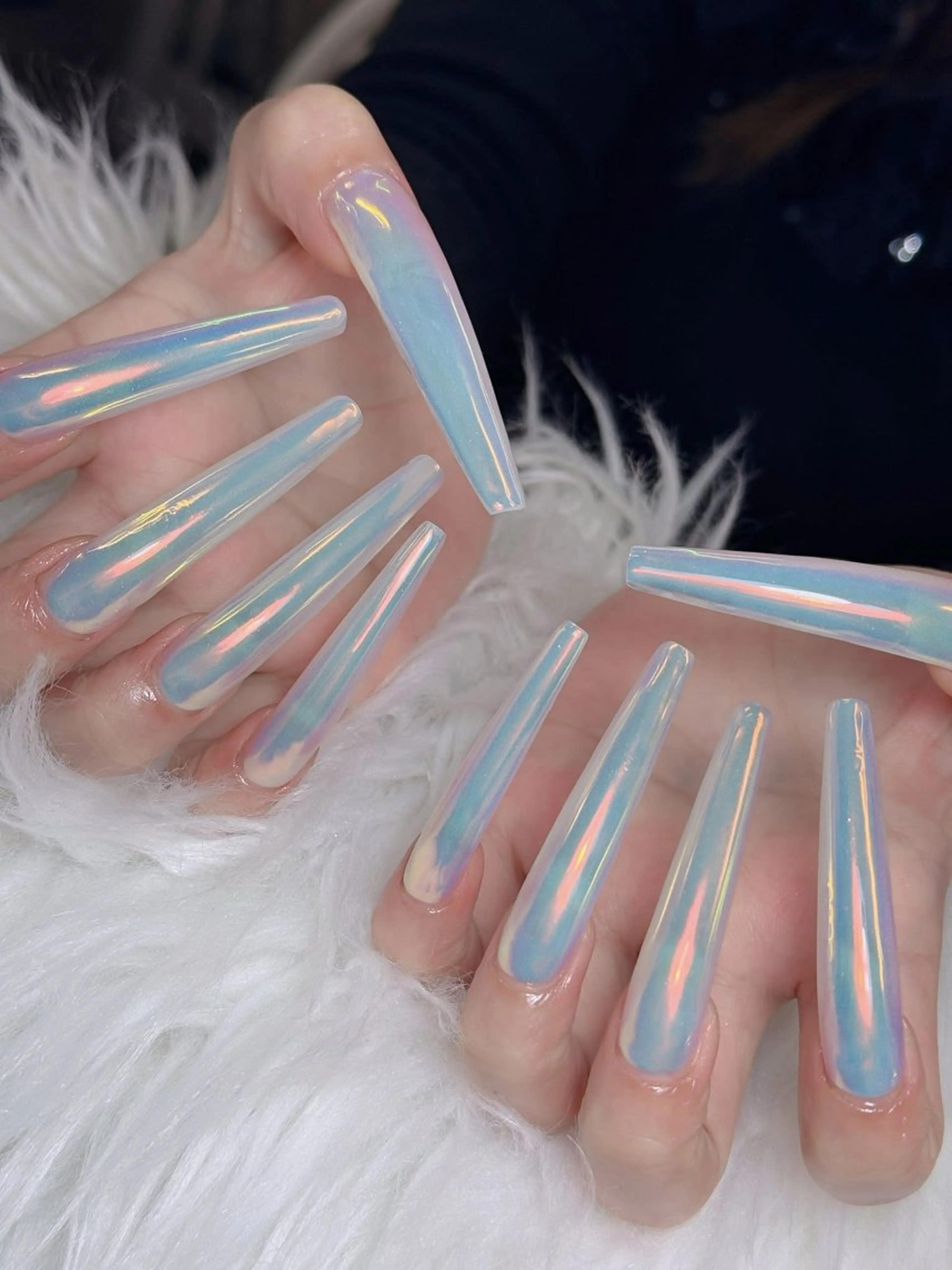 ネイル アートネイル オーロラネイル チークネイル 長さ出し フットネイル Noiranail_ studio川越西口のネイルデザイン