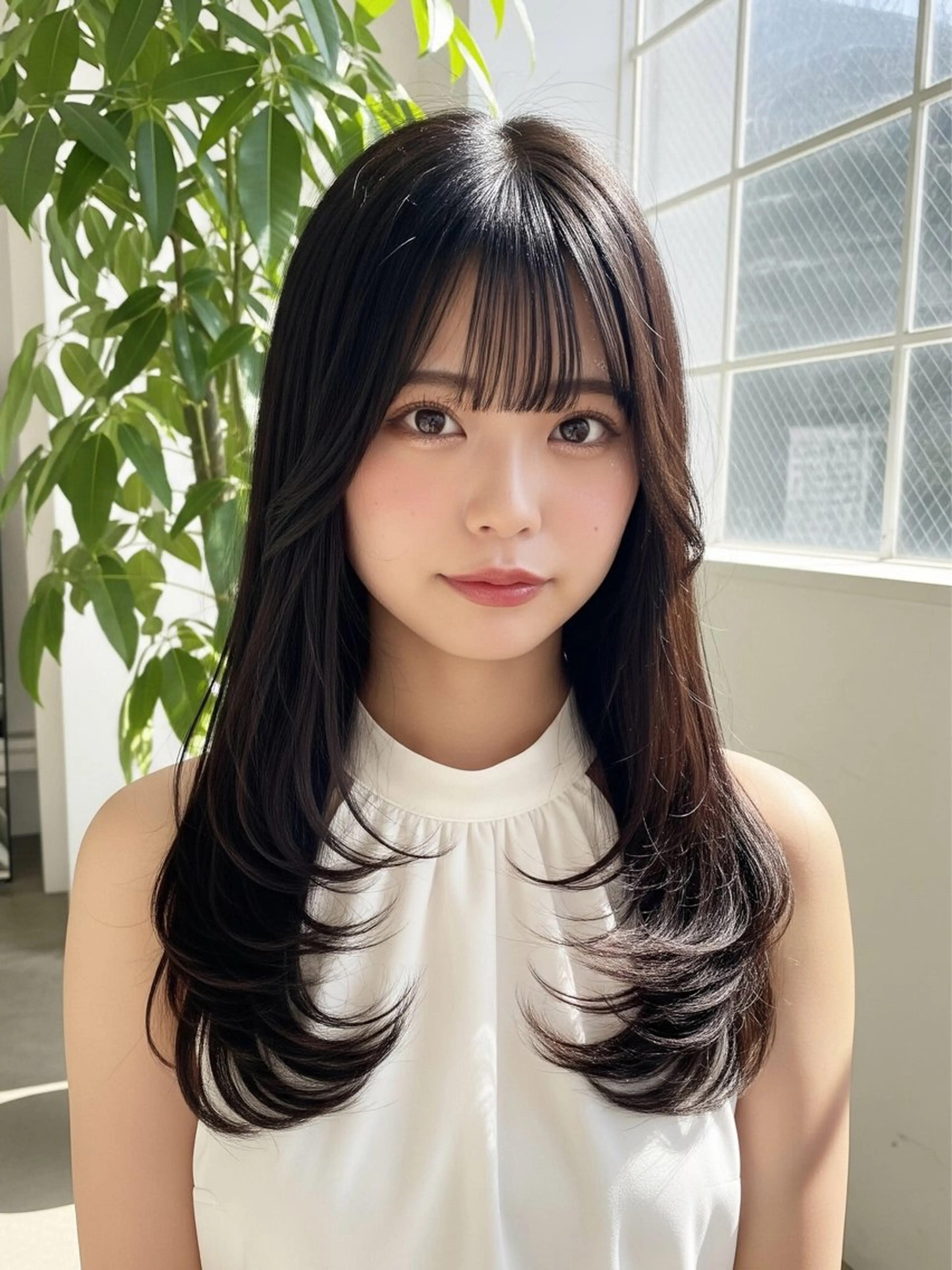 🔴流行りの韓国ヘア【ダメージレス透明感フルカラー】+【小顔韓国ヘアカット】+【3ステップトリートメント】ロング料金0の写真