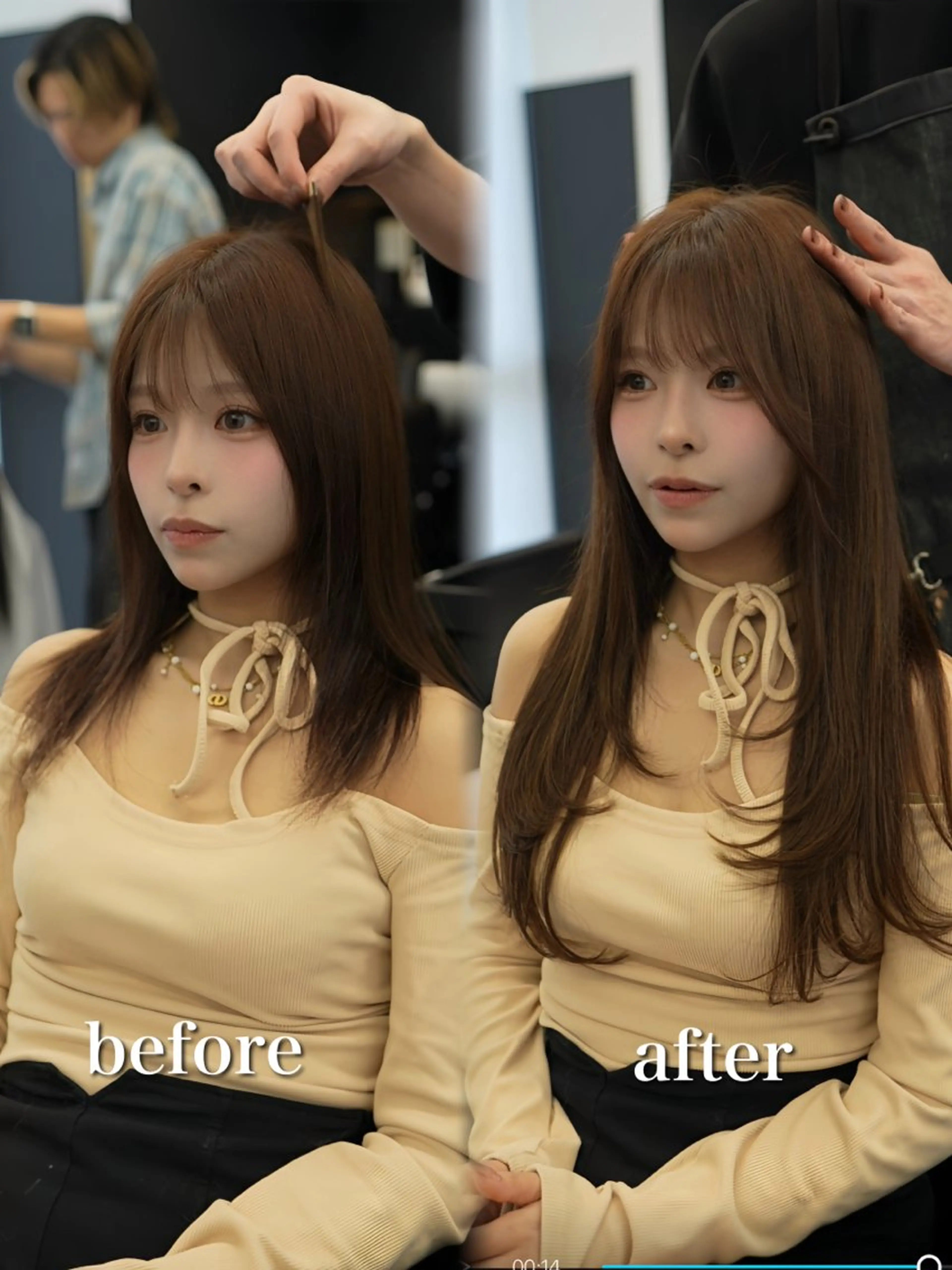 ロング カラー シールエクステ ブリーチ ブラウンカラー グレージュ ハイライトカラー カット ヘアカラー エクステ エクステの神様 ▫️原島ユウヤ▫️のヘアスタイル