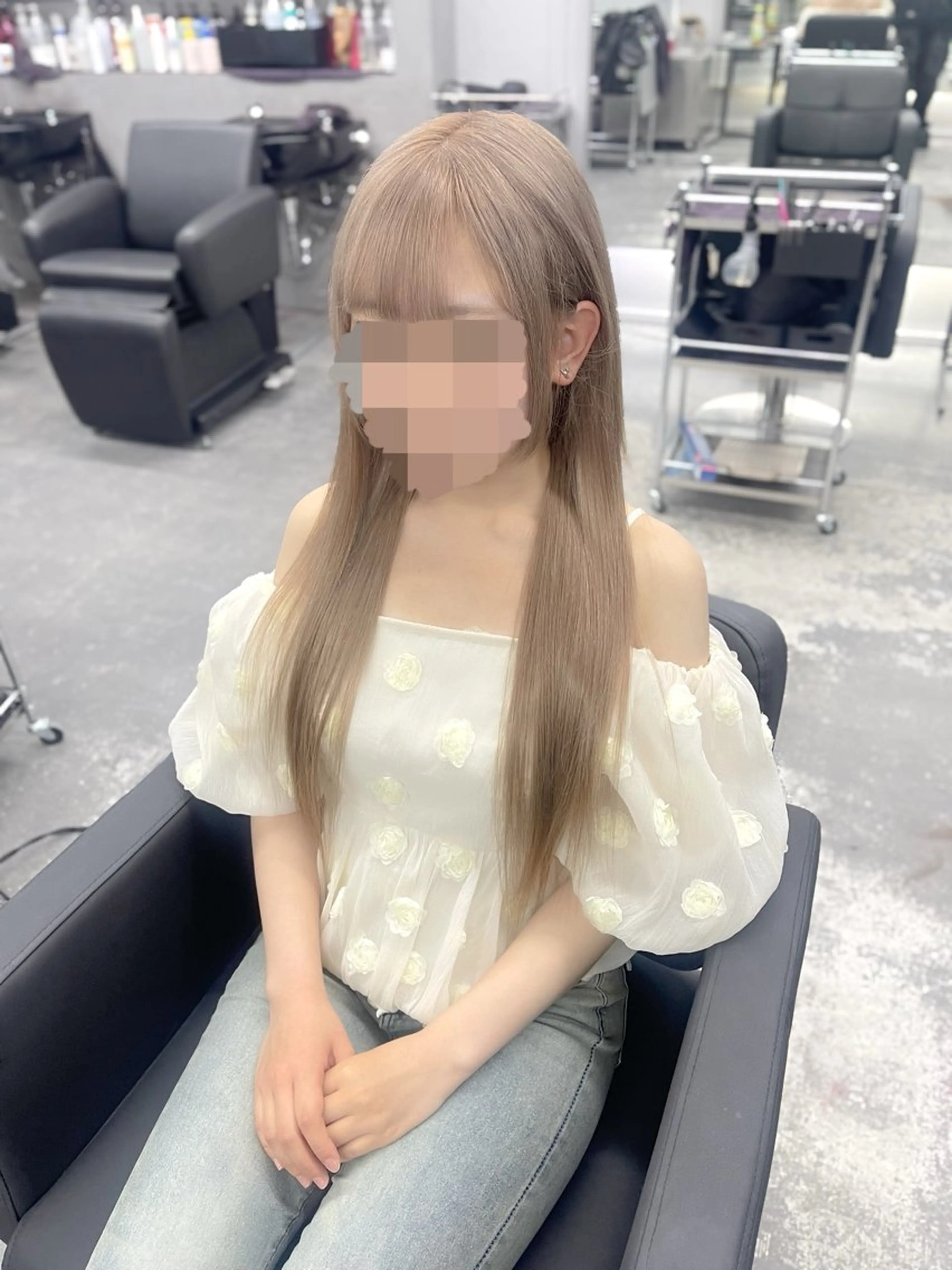 ロング ヘアカラー エクステ 紺エクステ デザインカラーのヘアスタイル