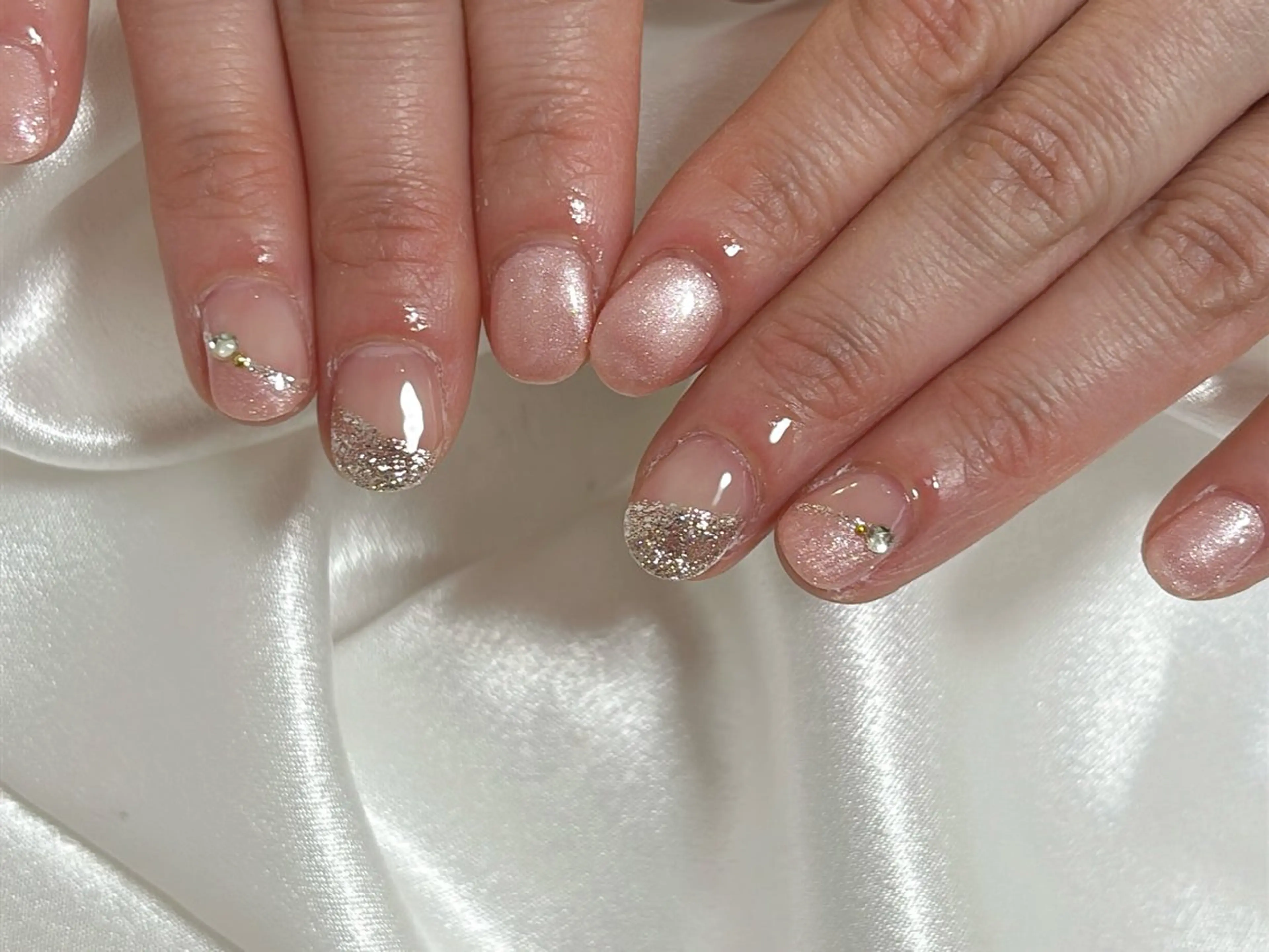 ネイル オーロラネイル 桜ネイル フラワーネイル フットネイル フレンチネイル ハンドネイル kikinail 溝の口のネイルデザイン