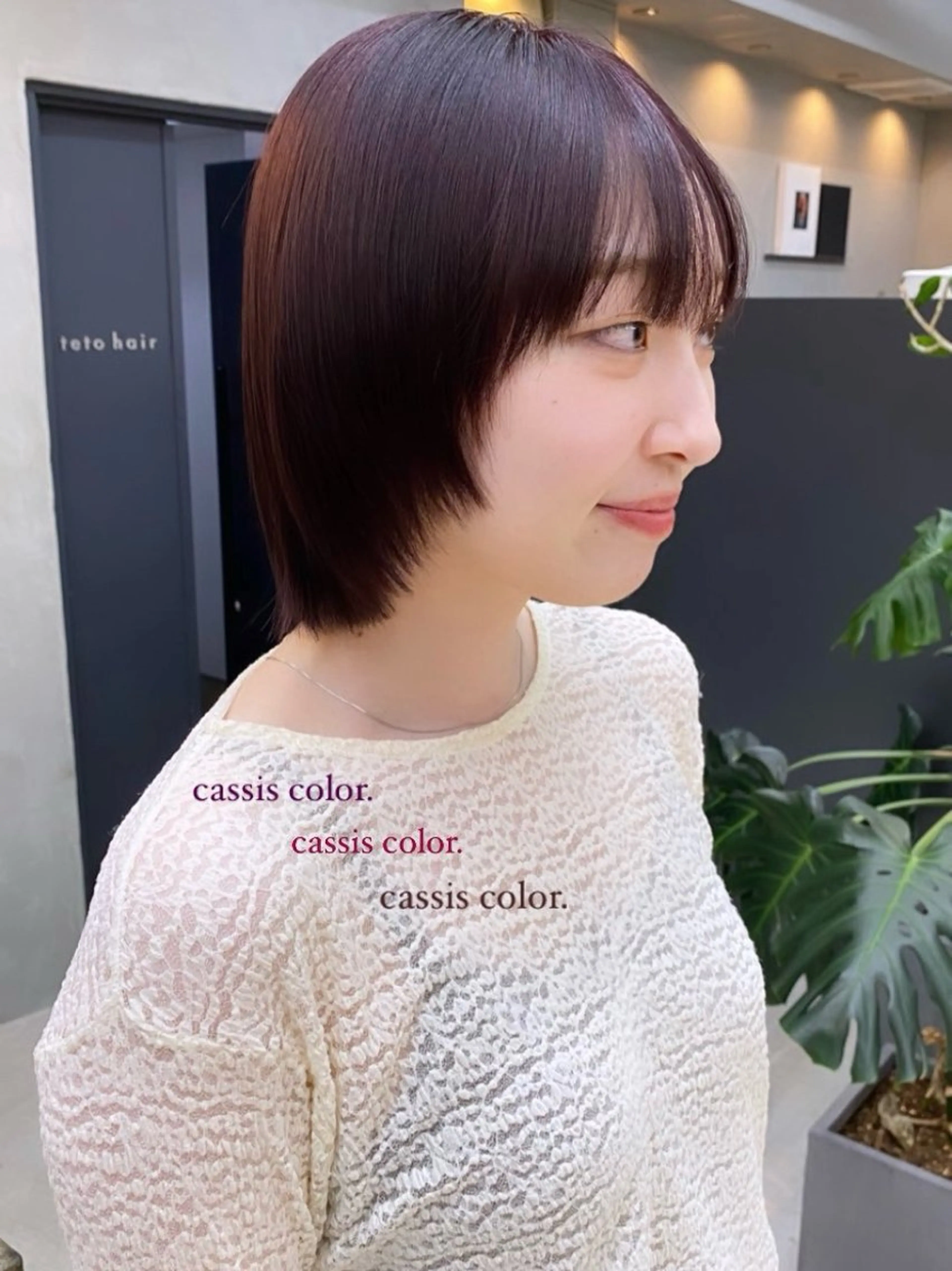 ショート カラー カシス 谷口 瑠愛のヘアスタイル