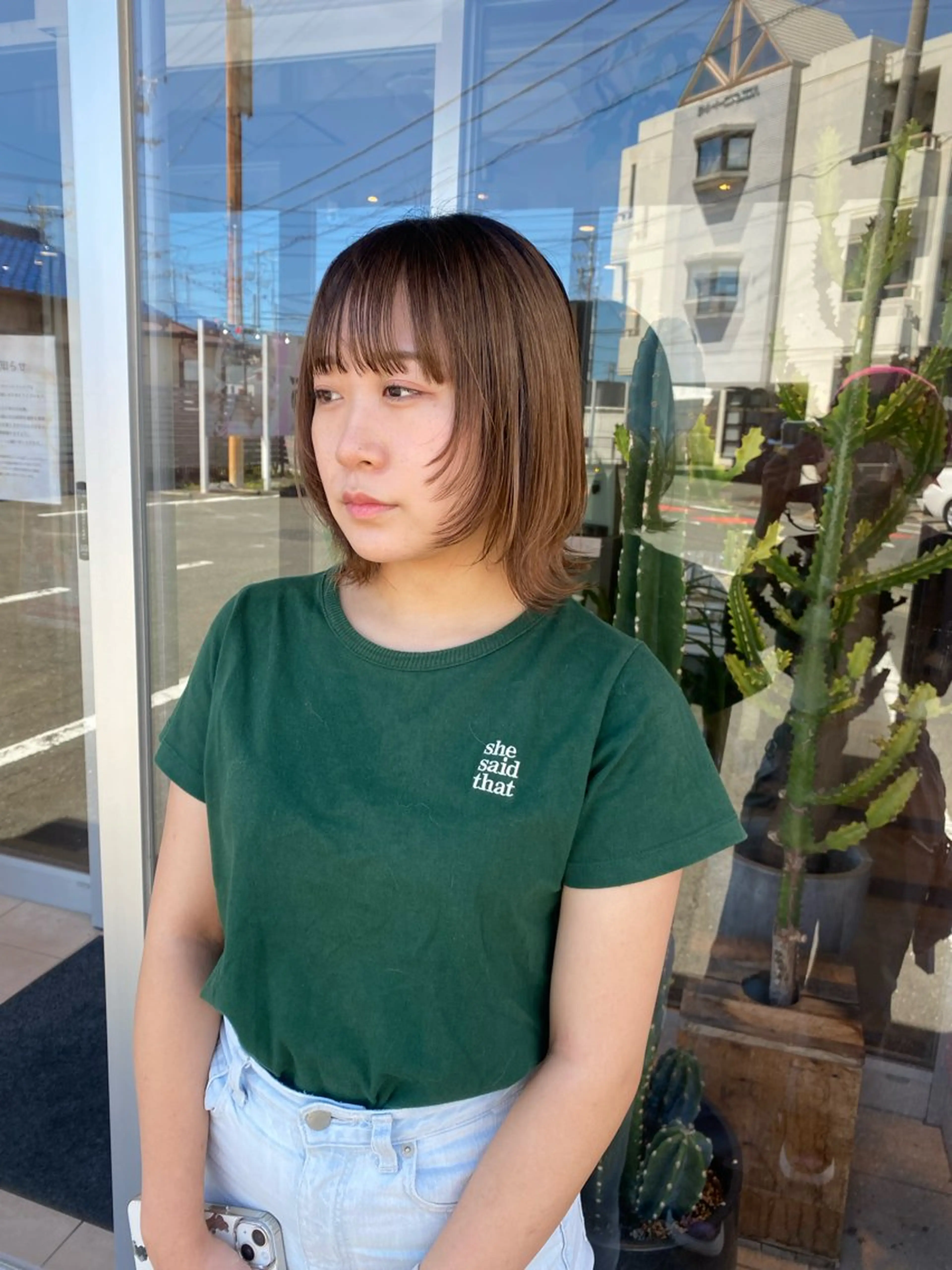 ミディアム ボブ くびれヘア 顔周りカット レイヤーカット 外ハネヘア 似合わせレイヤー/ Wカラー🧸こころのヘアスタイル