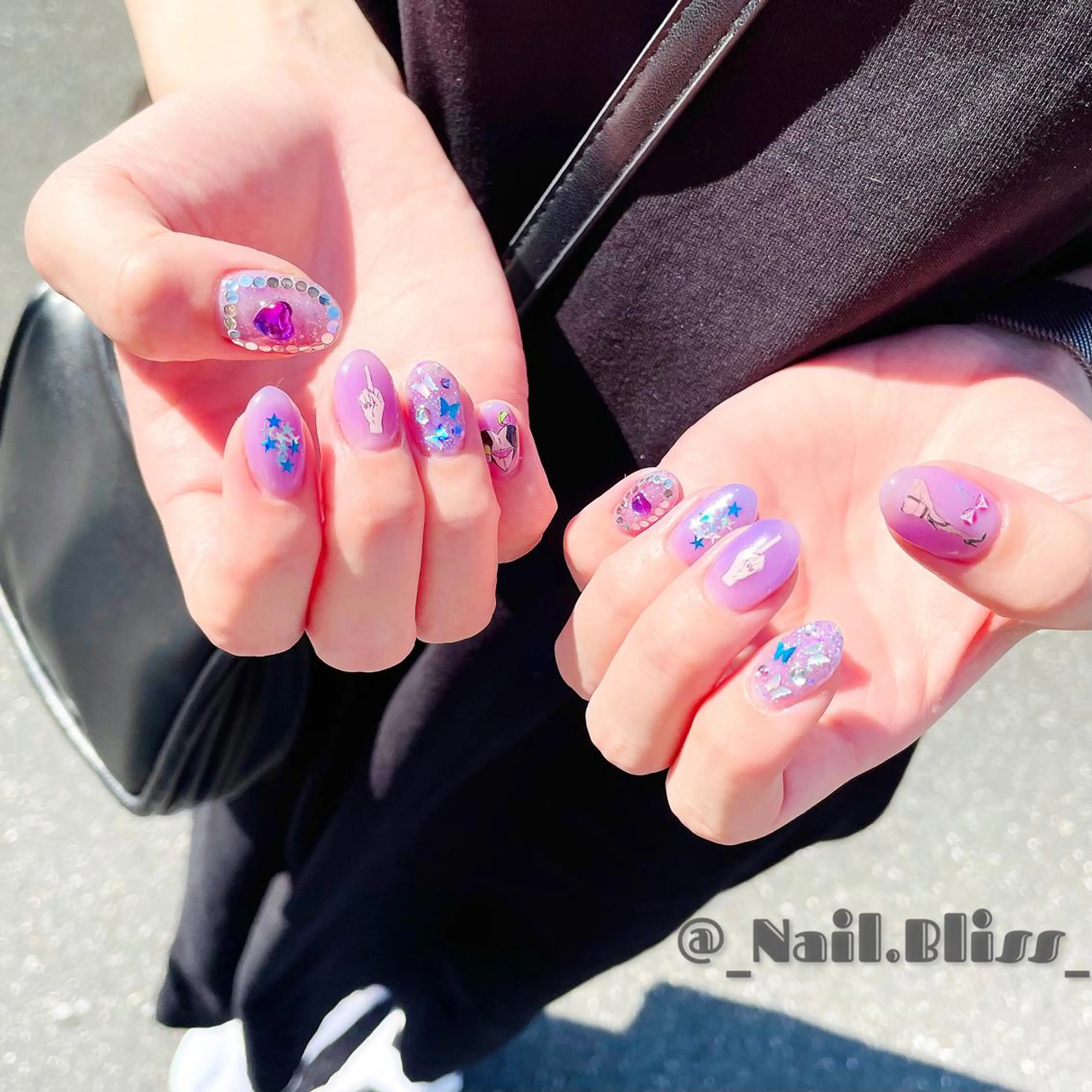 ネイル パープル ハンドネイル NAIL BLISSのネイルデザイン