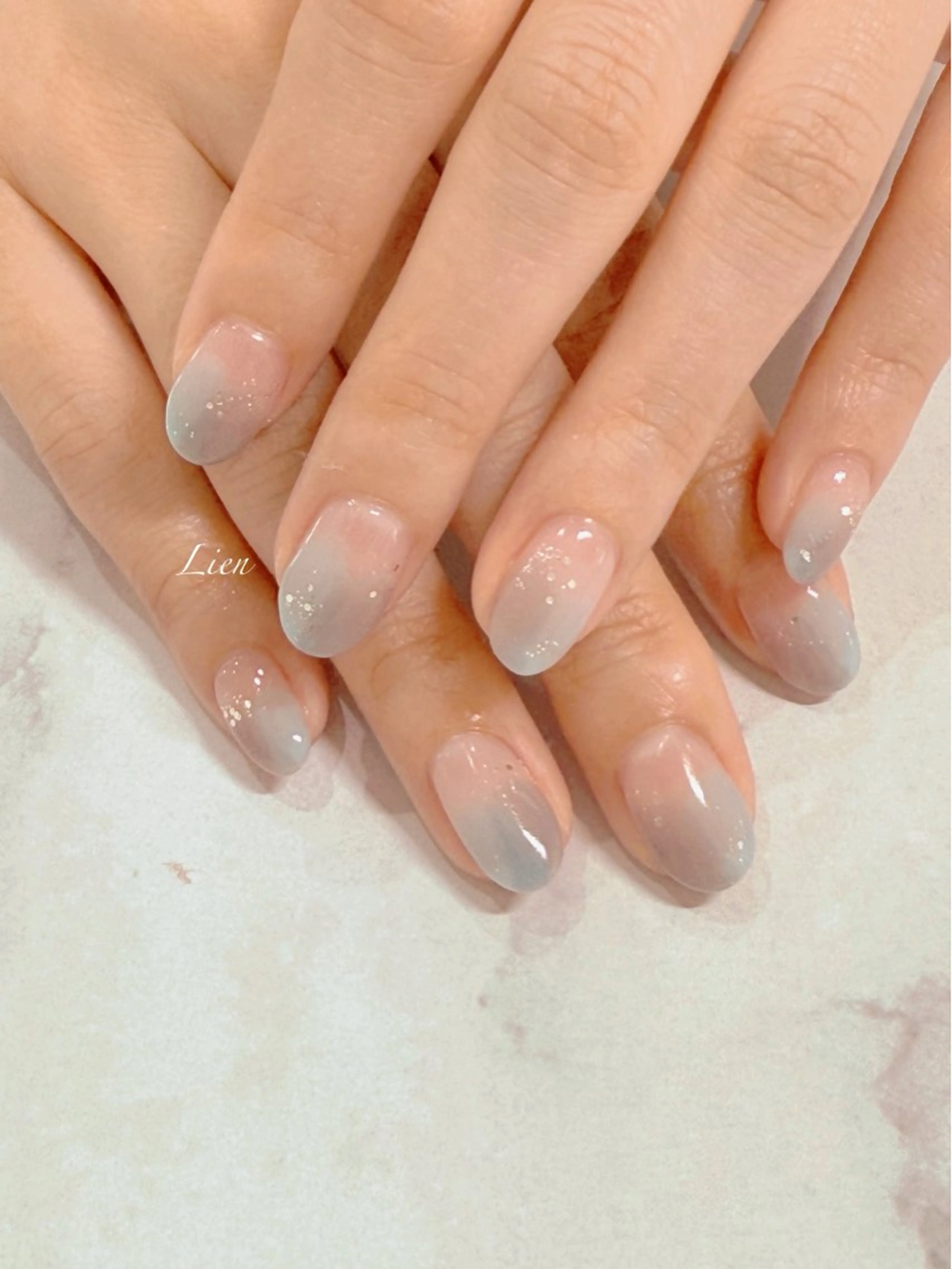 ネイル 長さ出し フットネイル フレンチネイル ジェルネイル ガラスフレンチ ハンドネイル Lien（リアン） 銀座駅6分のネイルデザイン