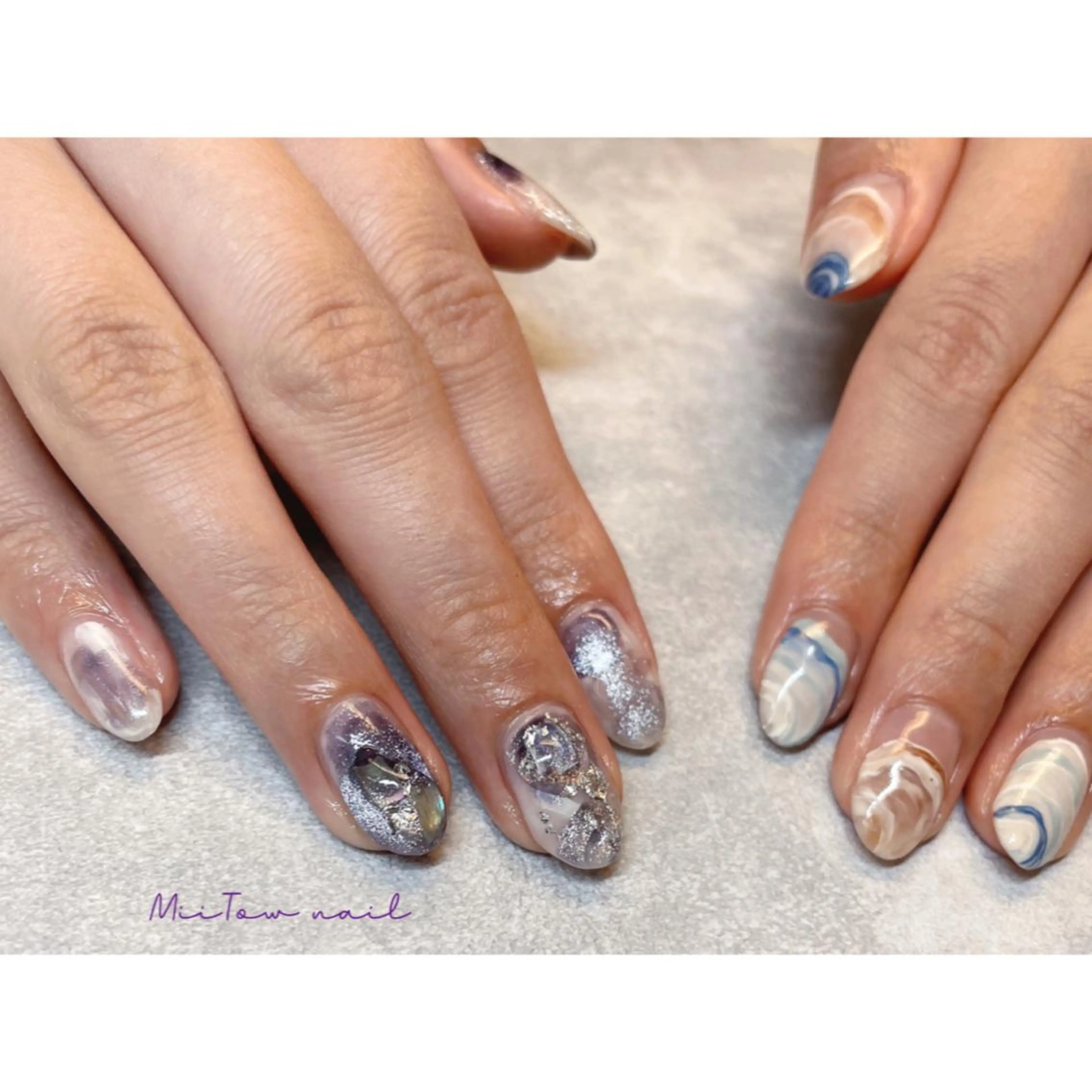 ネイル マグネットネイル ニュアンスネイル ハンドネイル MiiTow nailのネイルデザイン