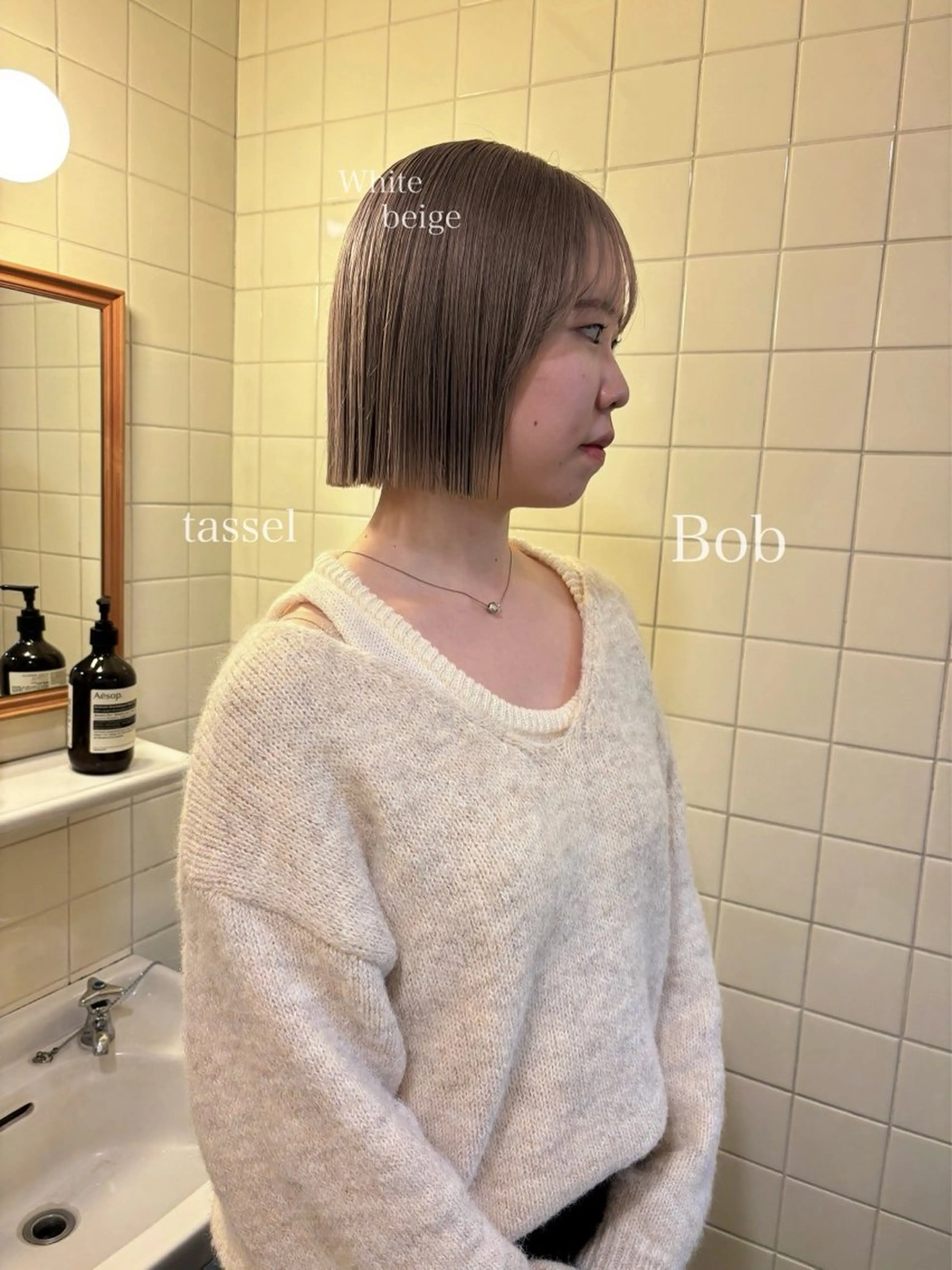 ミディアム カラー カット 縮毛矯正 トリートメント ボブ&艶髪透明感 カラー♡TOMOE♡のヘアスタイル