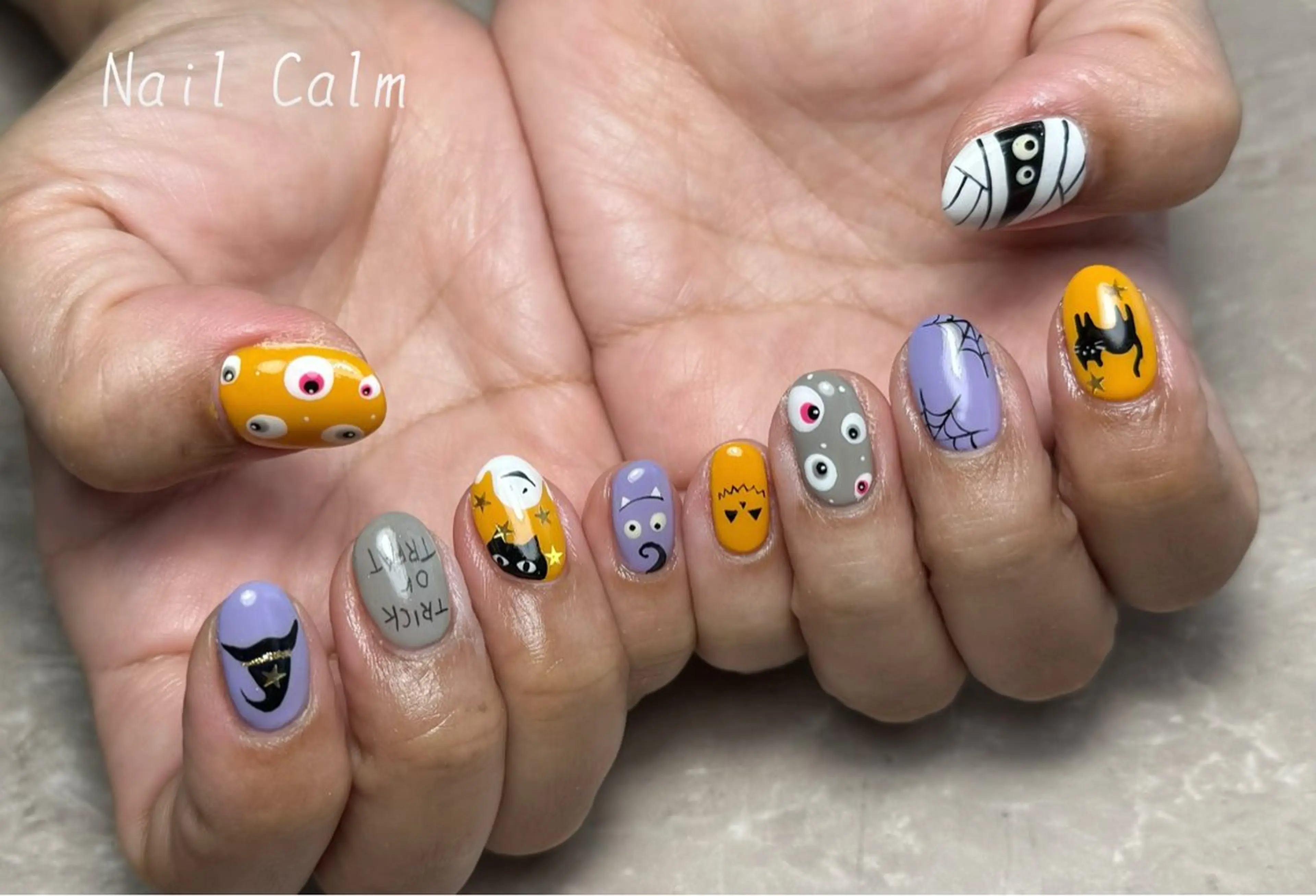 ネイル ハロウィン ハンドネイル プライベートサロン Calmのネイルデザイン