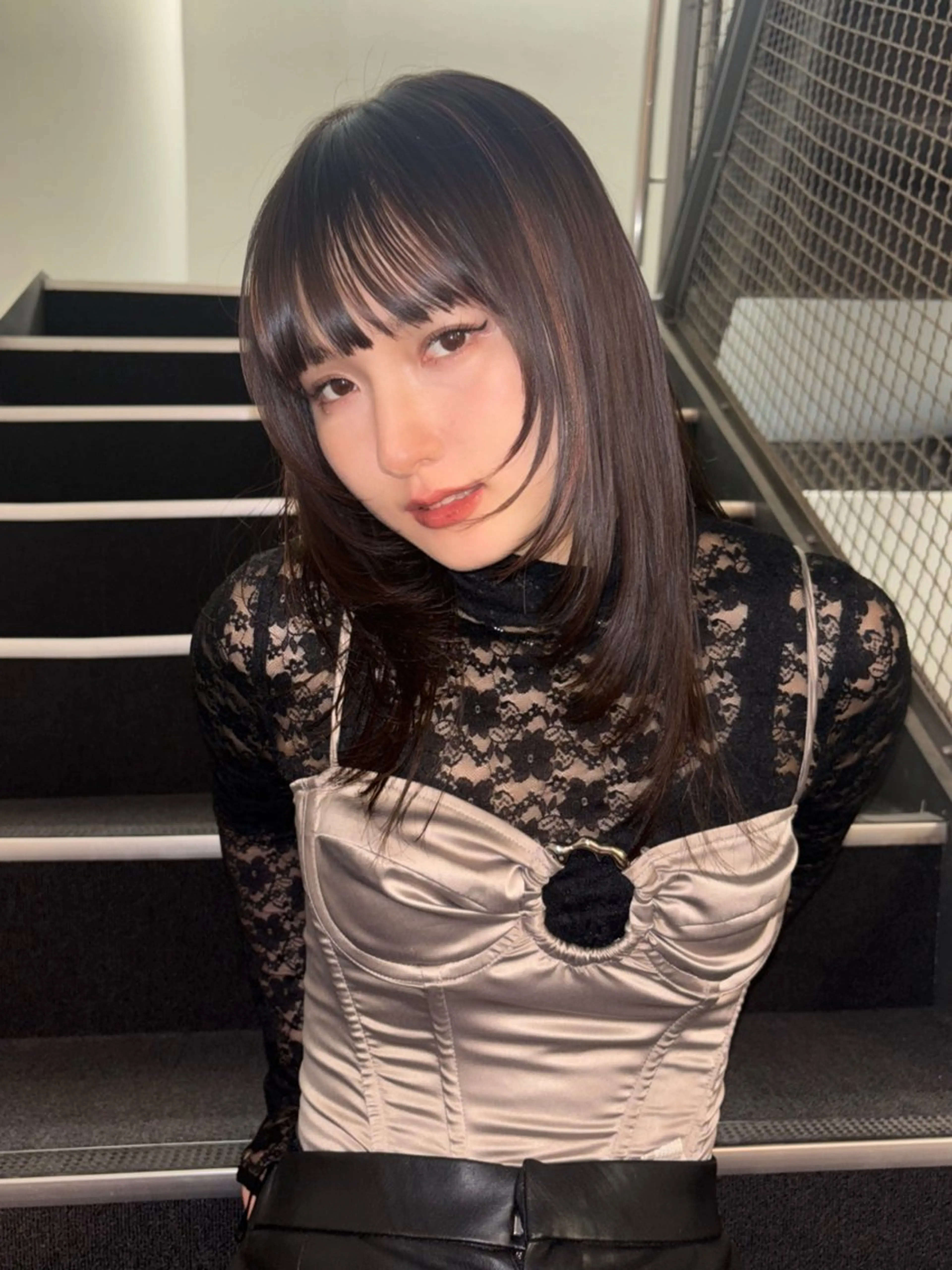 ミディアム カラー ブラウンカラー ピンクカラー ピンクブラウン レイヤーカット カット ヘアカラー ﾚｲﾔｰ🎶似合わせ パーマ🎀ナナコのヘアスタイル