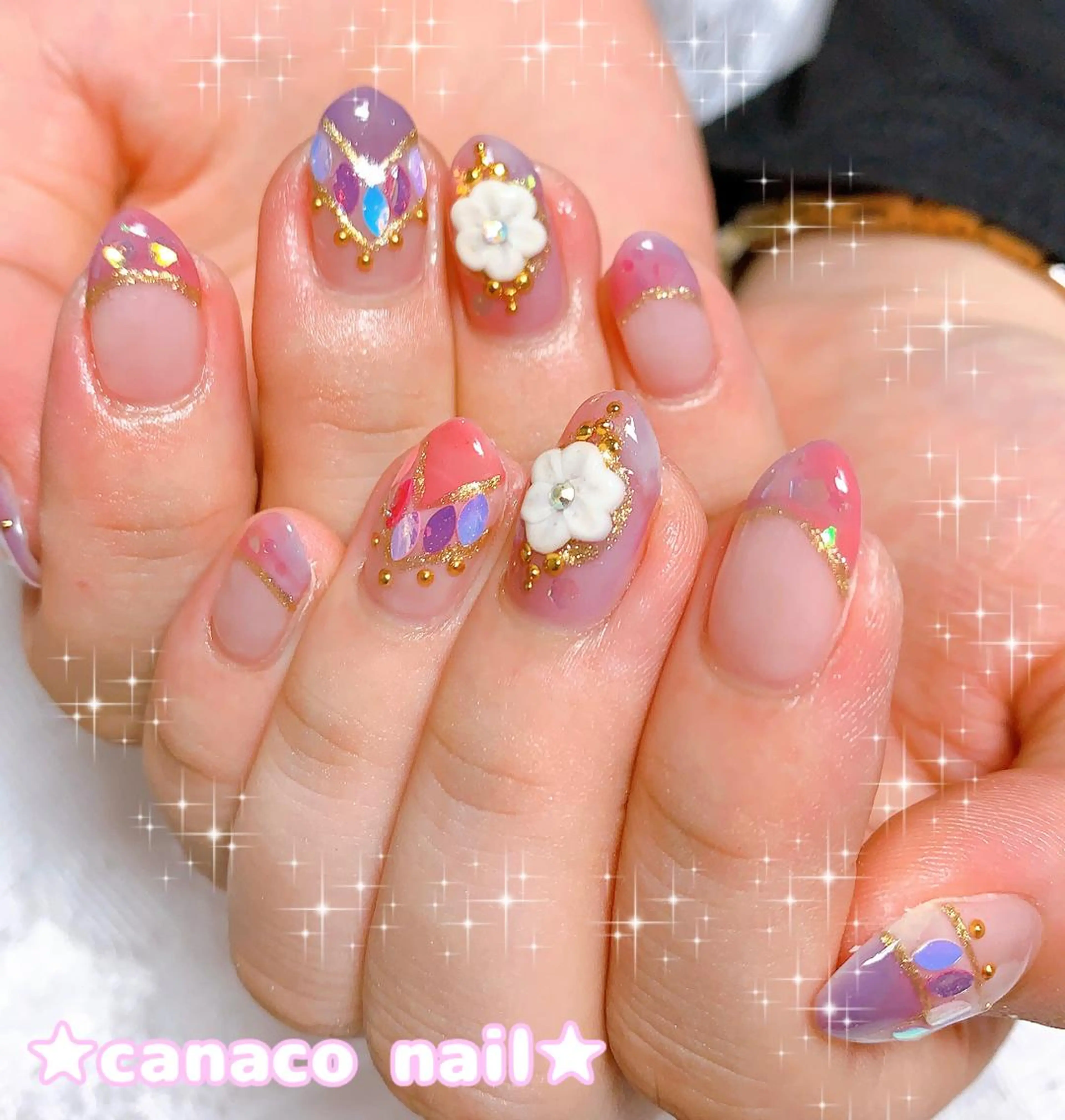 ネイル フレンチネイル グラデーション ホログラムネイル ハンドネイル ハンドケア Felice所属・ベテランネイル cnc  nailのネイルデザイン