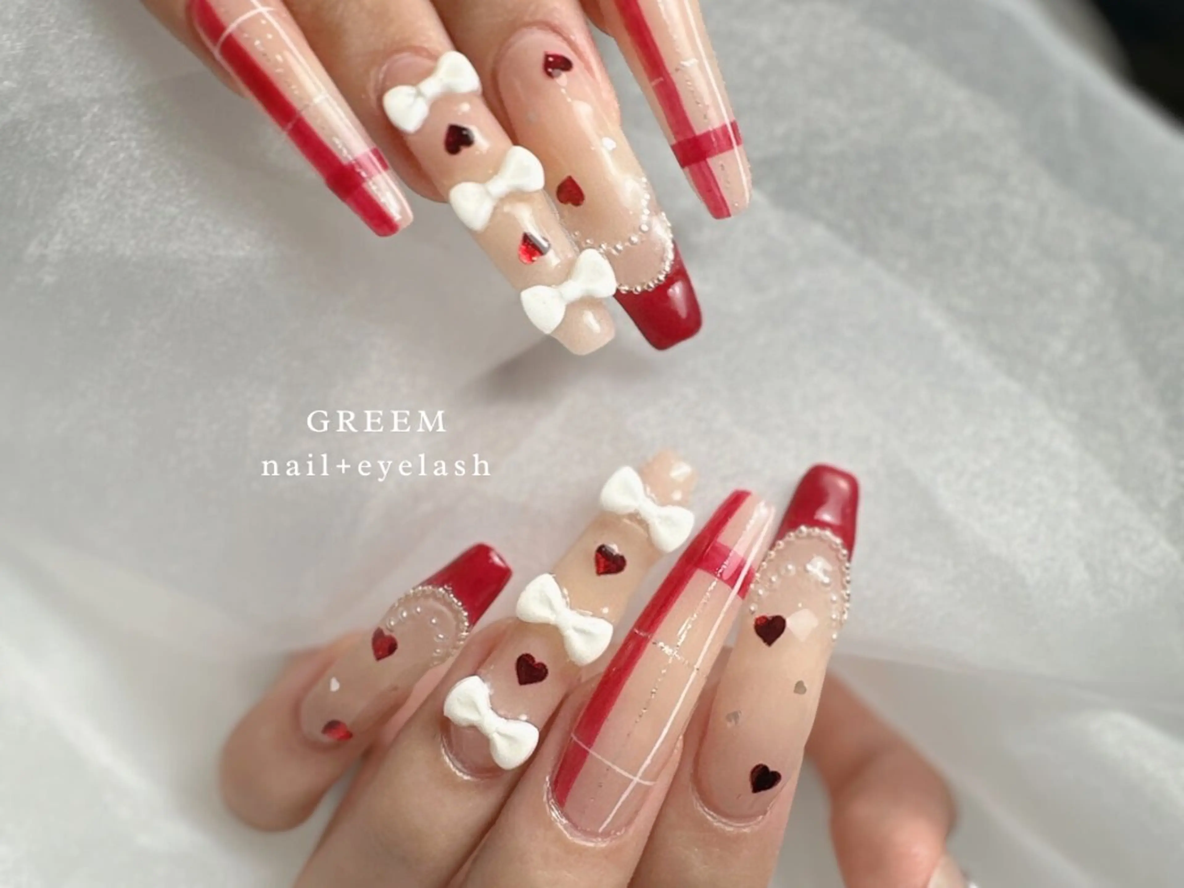 ネイル ラメ(グリッター) 赤色 冬ネイル クリスマス GREEM グリームのネイルデザイン