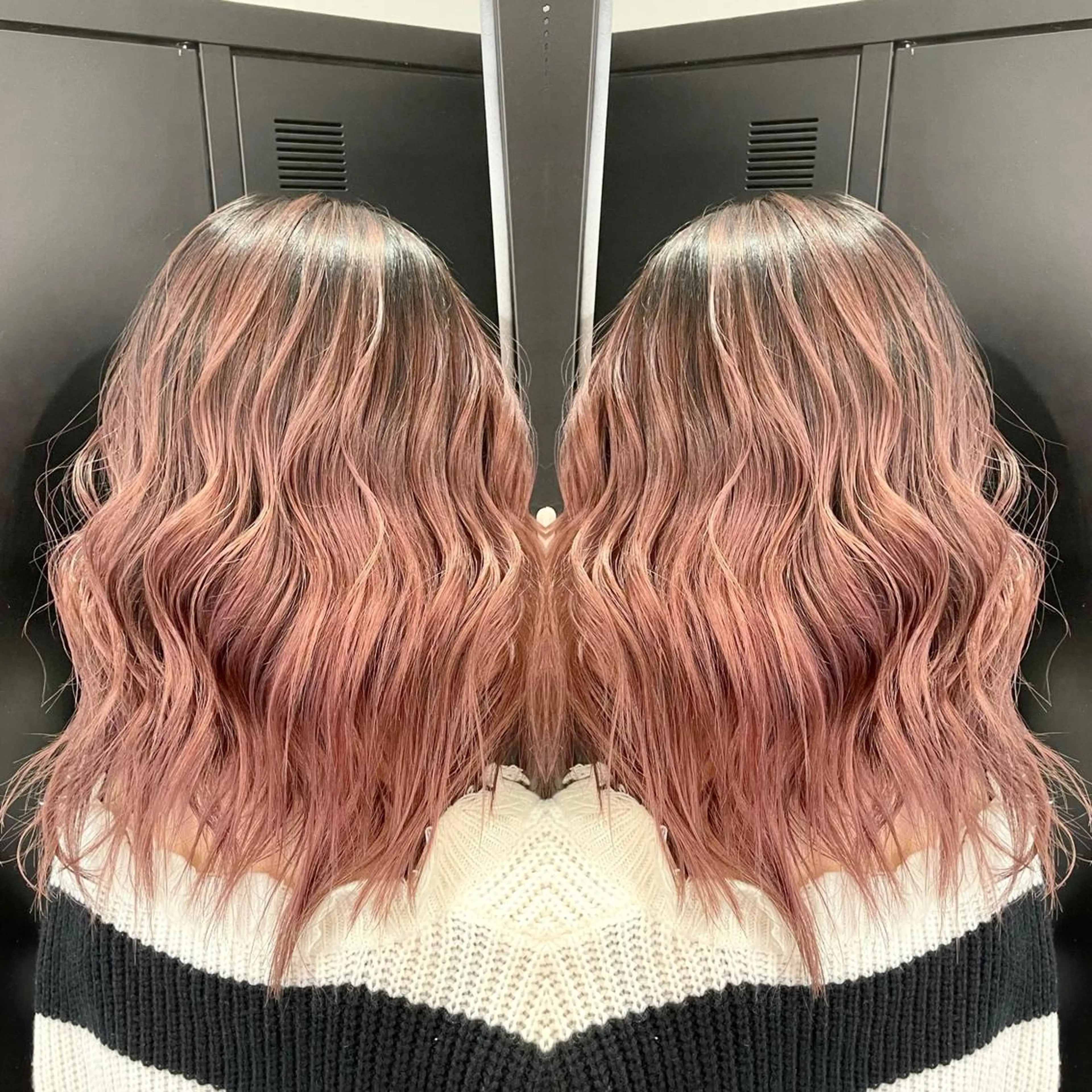 ミディアム カラー ヘアアレンジ バレイヤージュ デザインカラー ハイライトカラー 外国人風カラー ハイライト アンドウ ユウ/ レイヤーカット/韓国のヘアスタイル